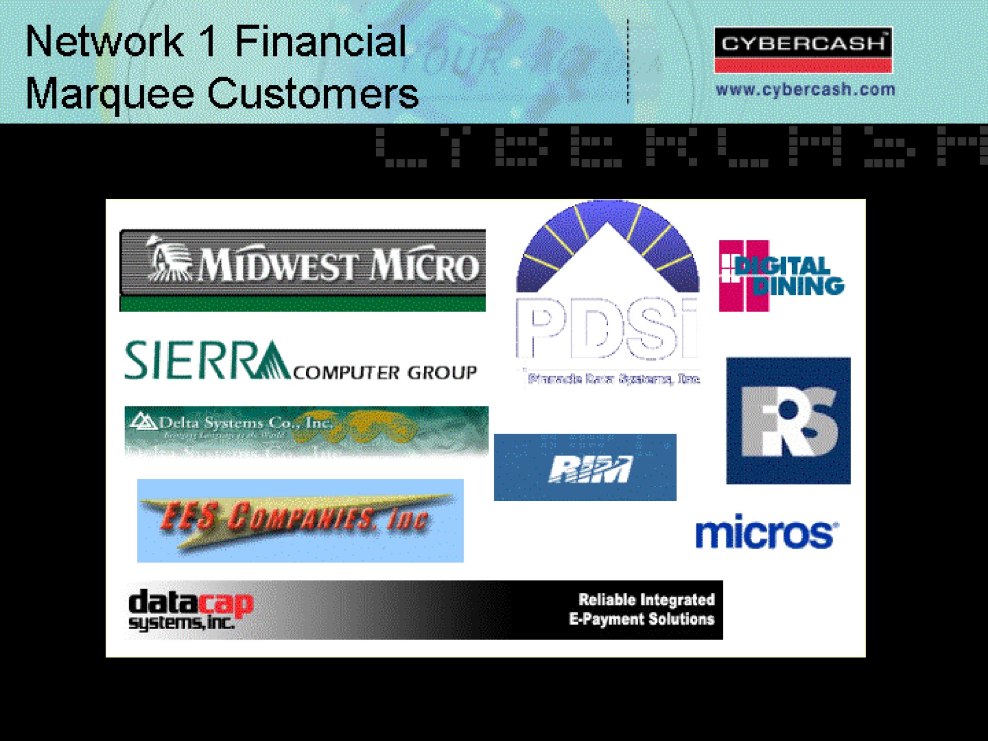 network financial marquee customers | CyberCash