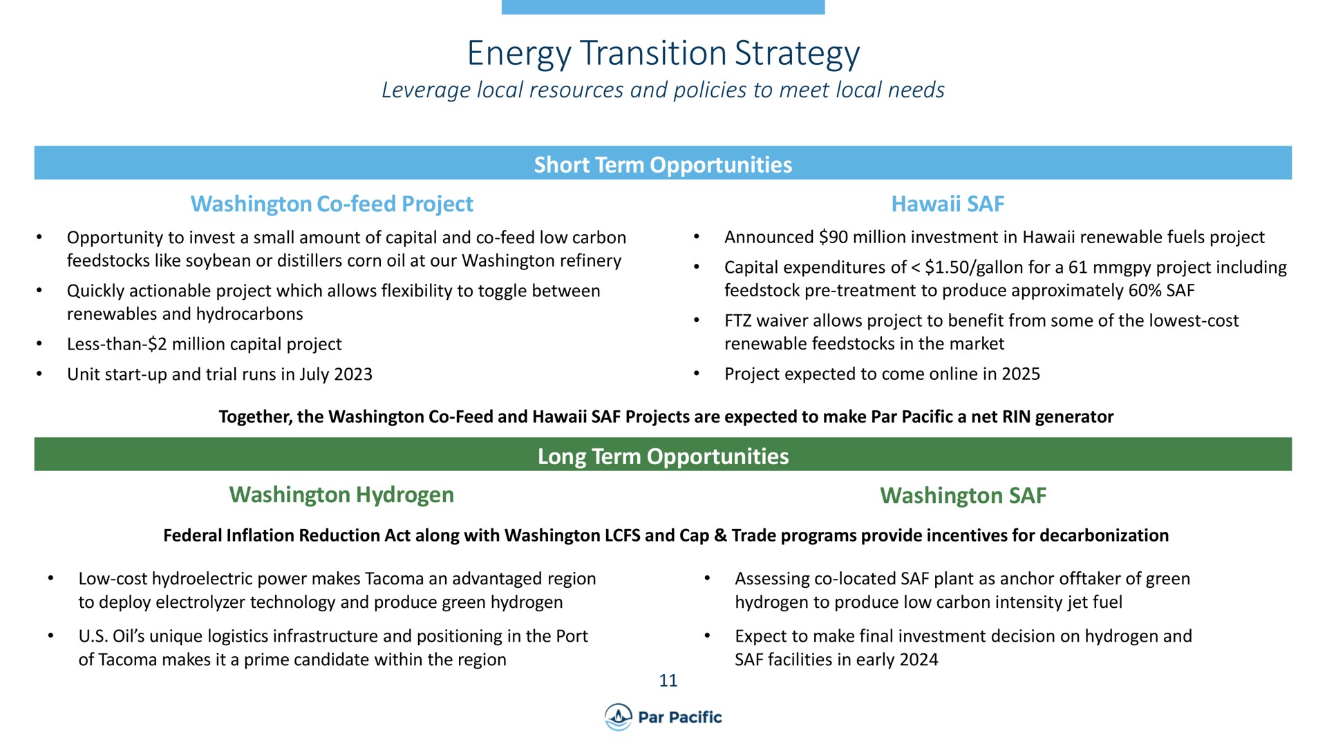 energy transition strategy | Par Pacific