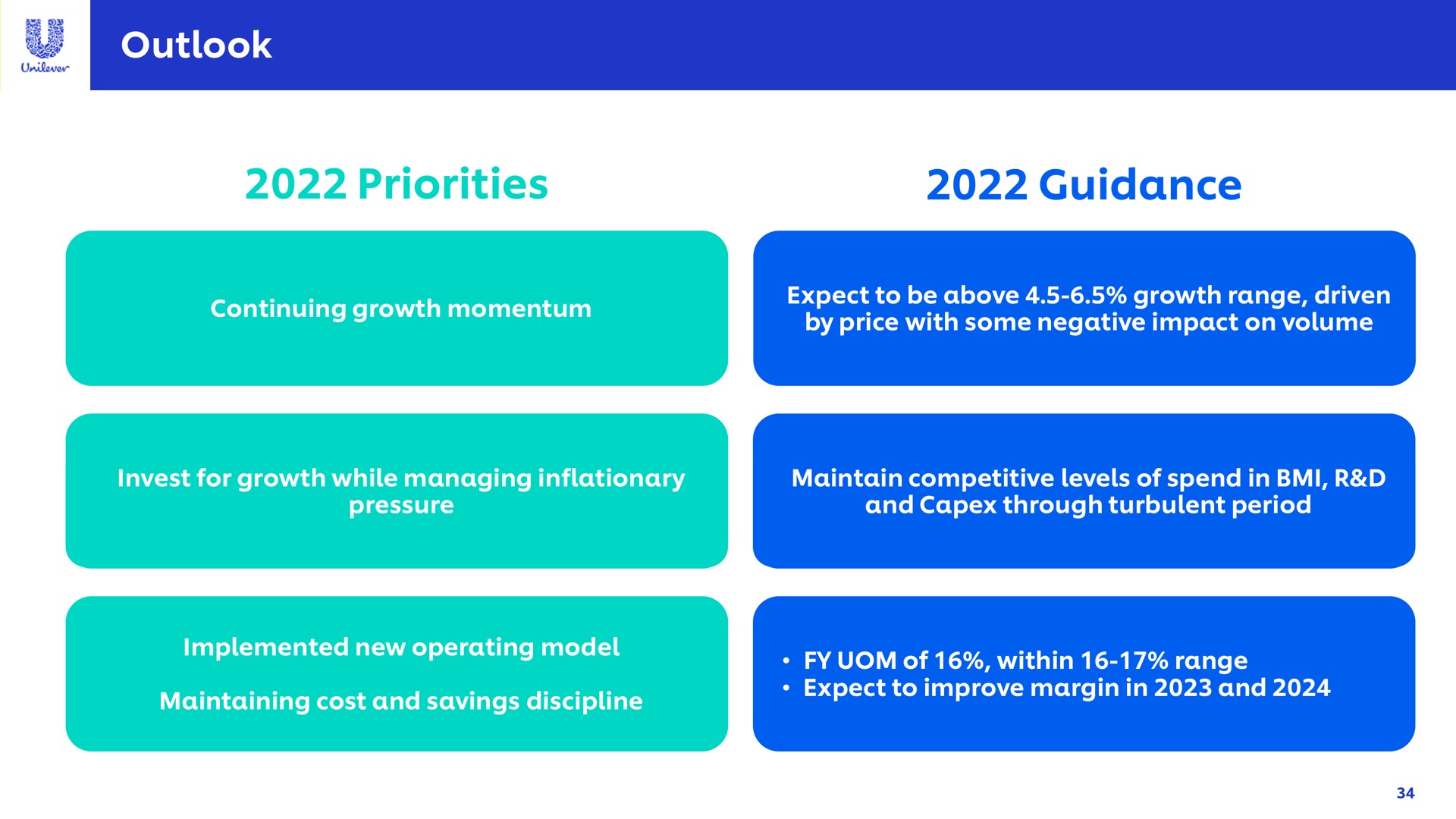 outlook priorities guidance | Unilever