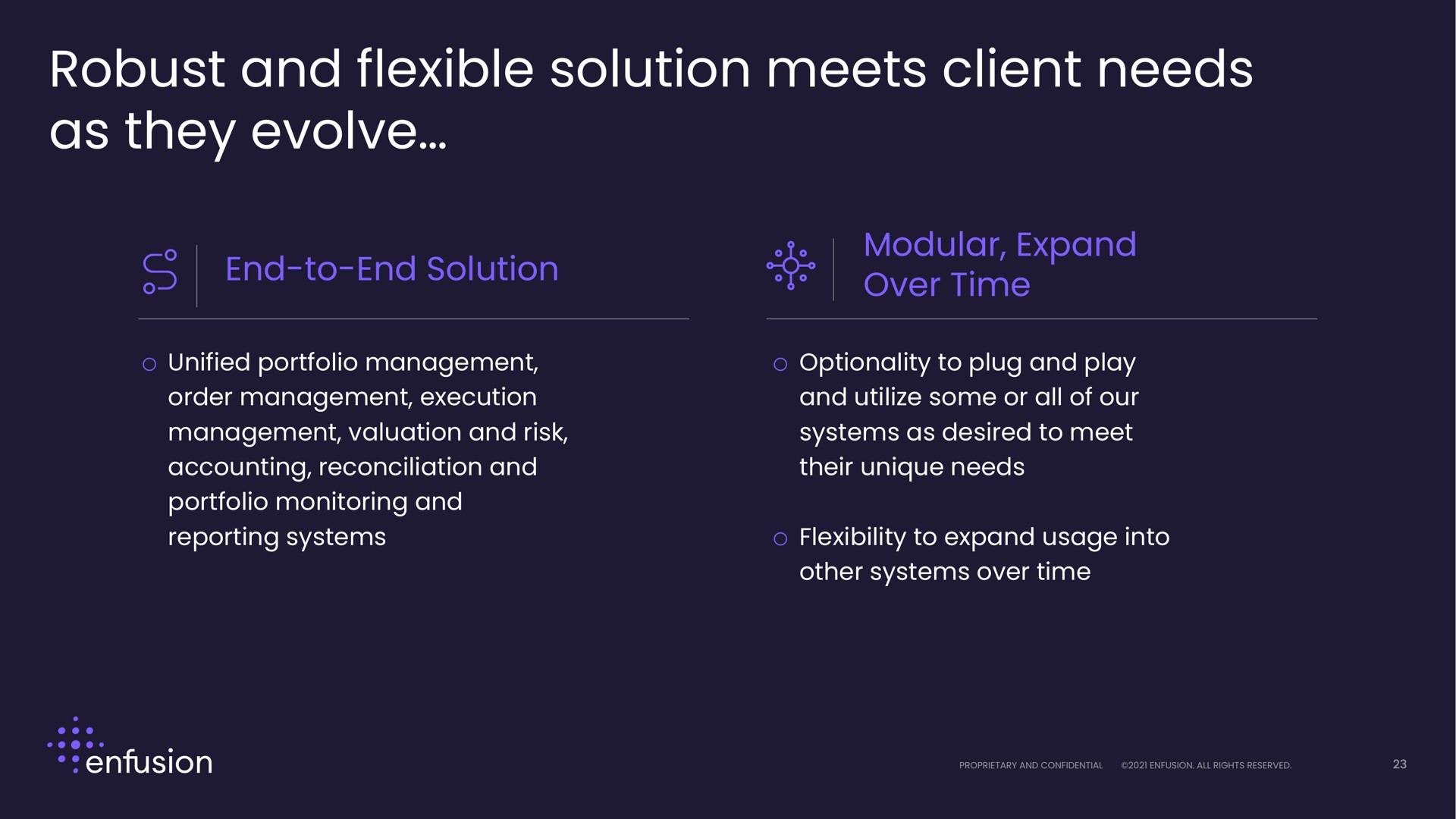 robust and flexible solution meets client needs as they evolve | Enfusion