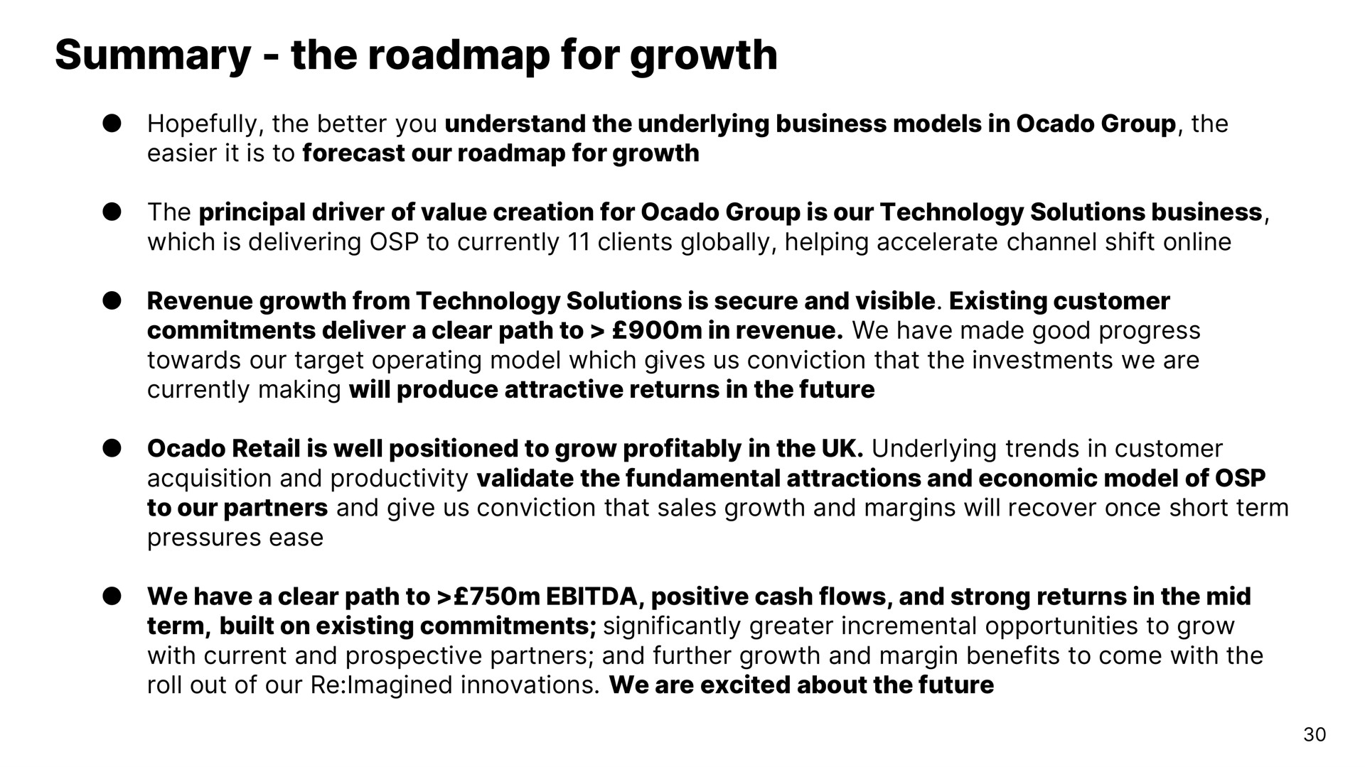 summary the for growth | Ocado