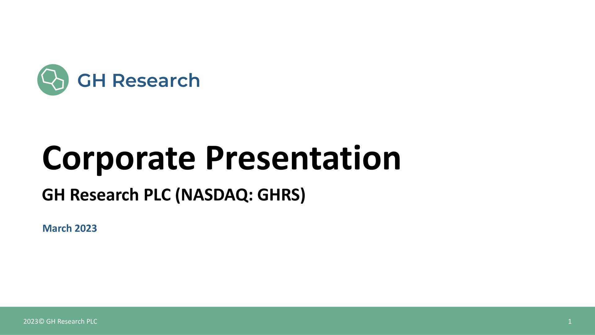 research corporate presentation research | GH Research