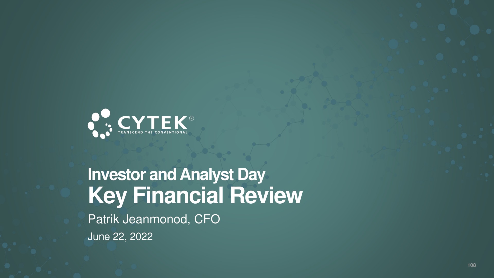 investor and analyst day key financial review ween | Cytek