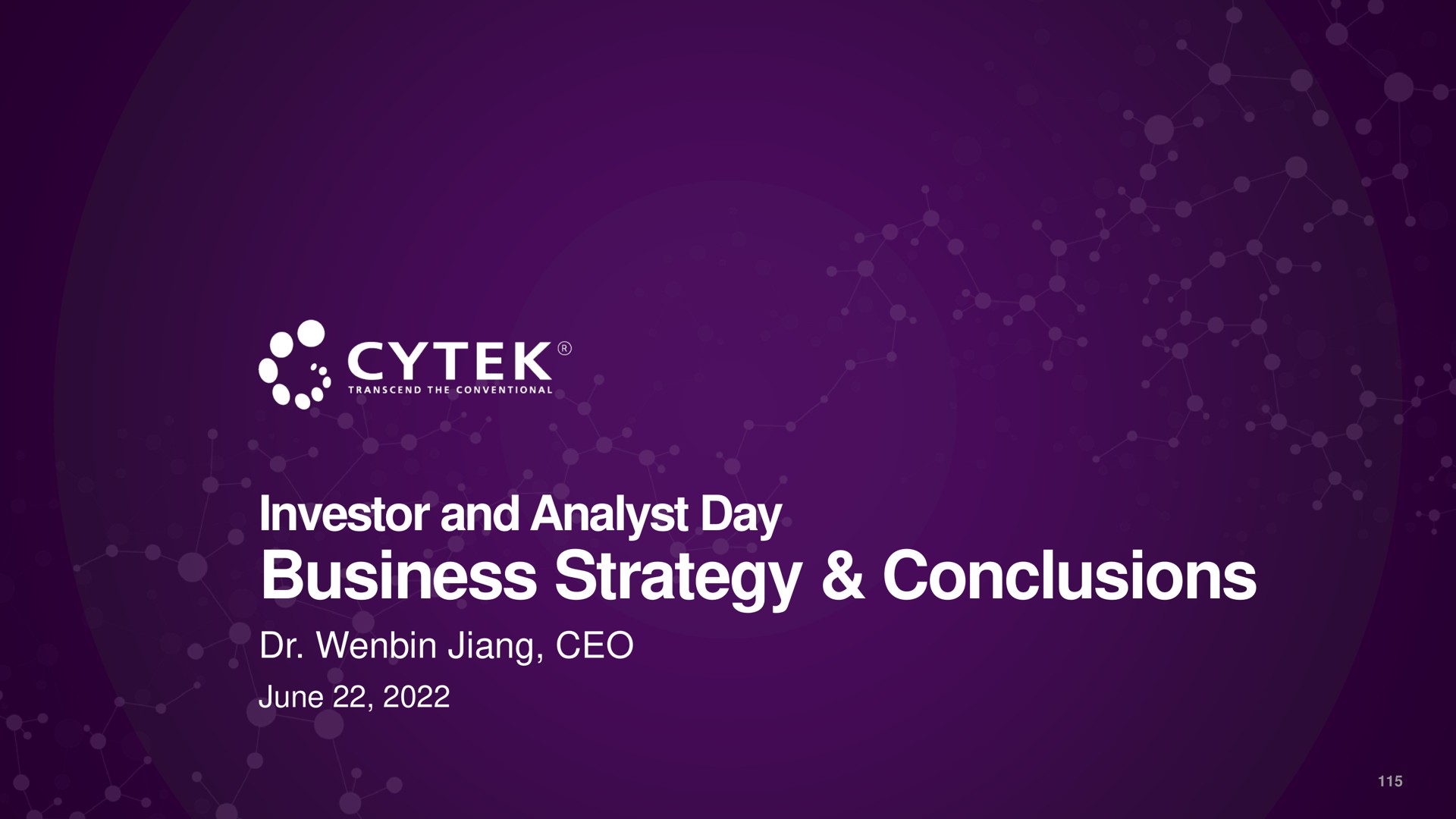 investor and analyst day business strategy conclusions ula | Cytek