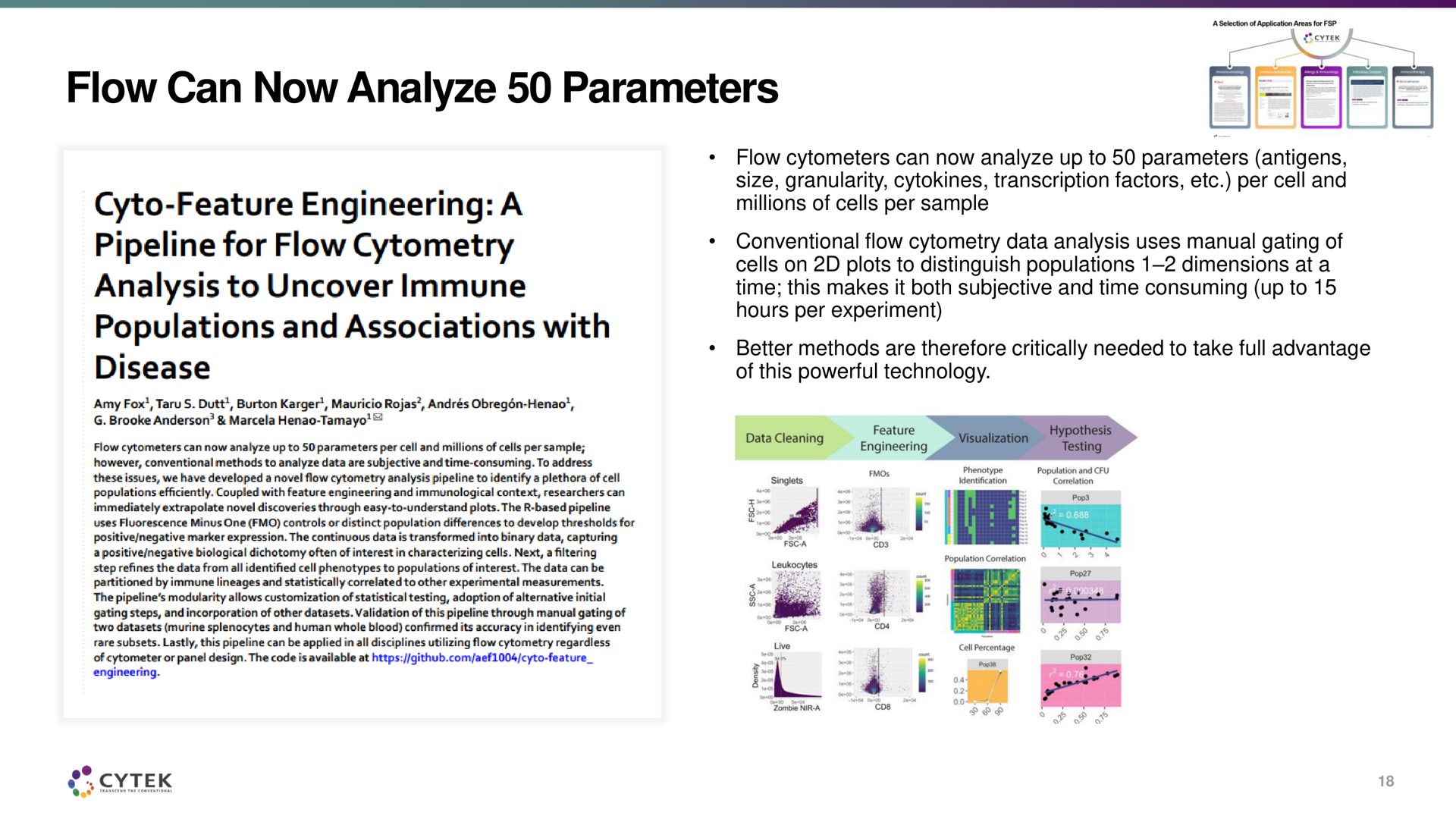 flow can now analyze parameters feature engineering a pipeline for analysis to uncover immune populations and associations with disease | Cytek
