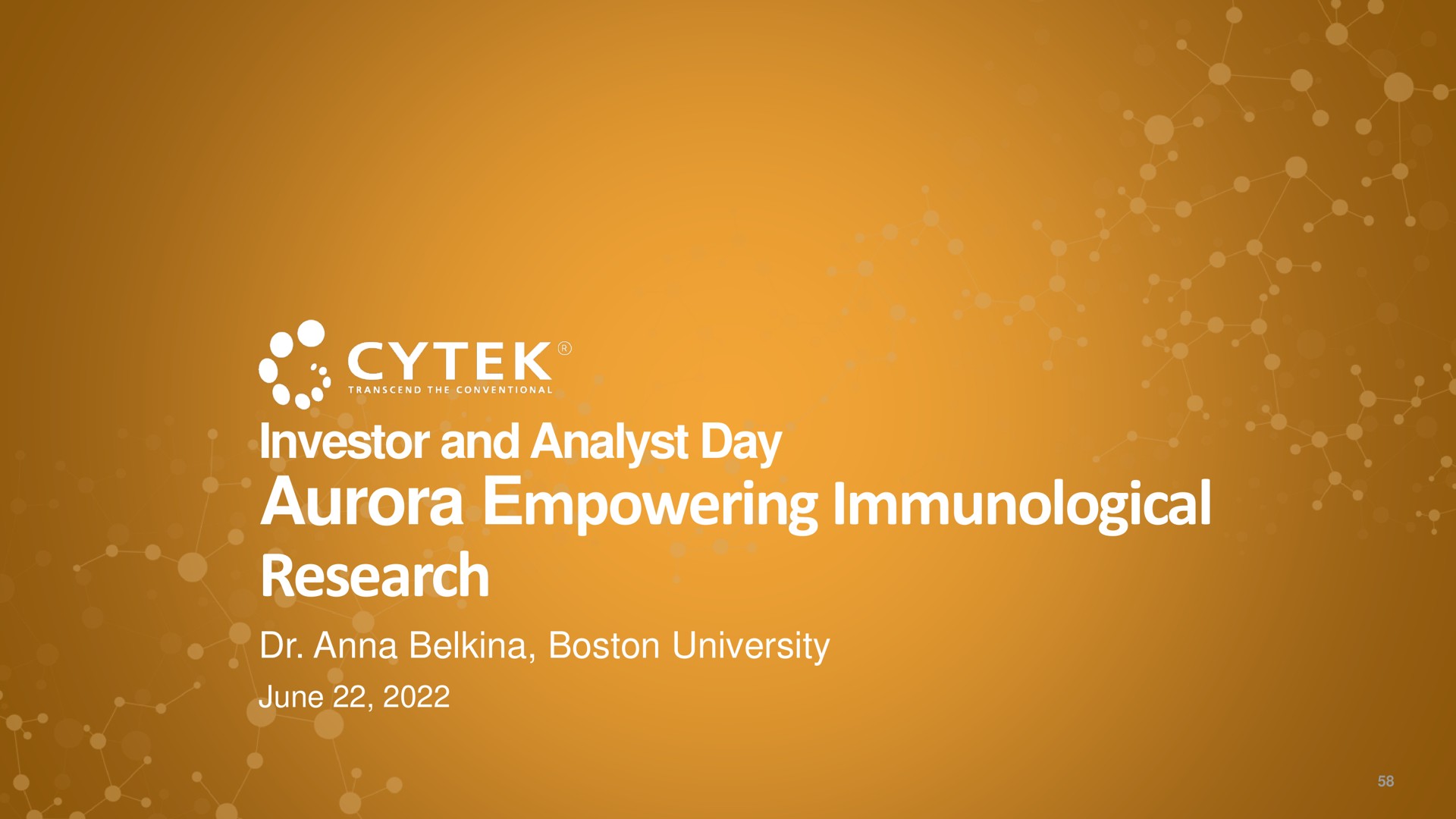 investor and analyst day aurora empowering immunological research | Cytek