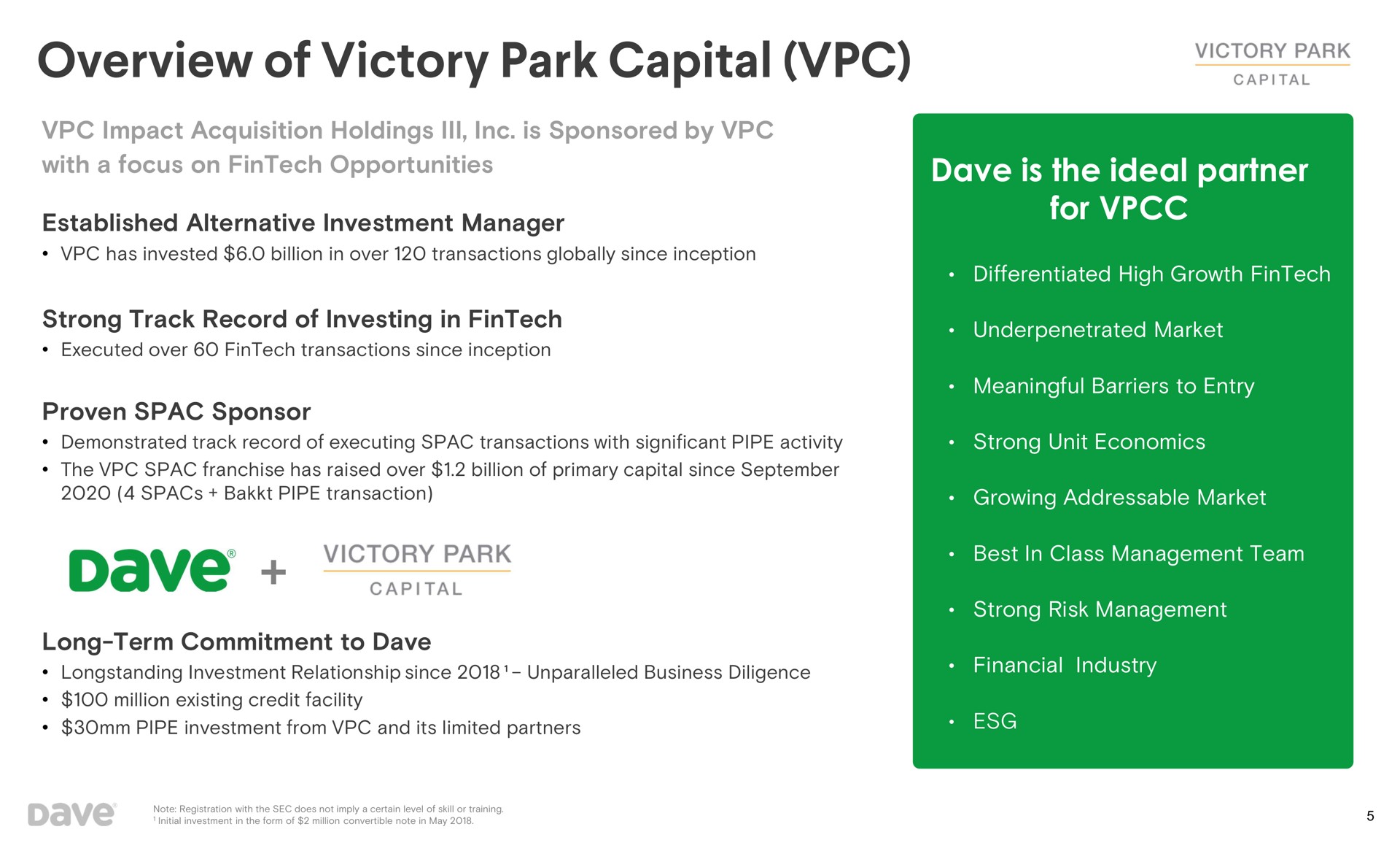 is the ideal partner for overview of victory park capital victory park | Dave