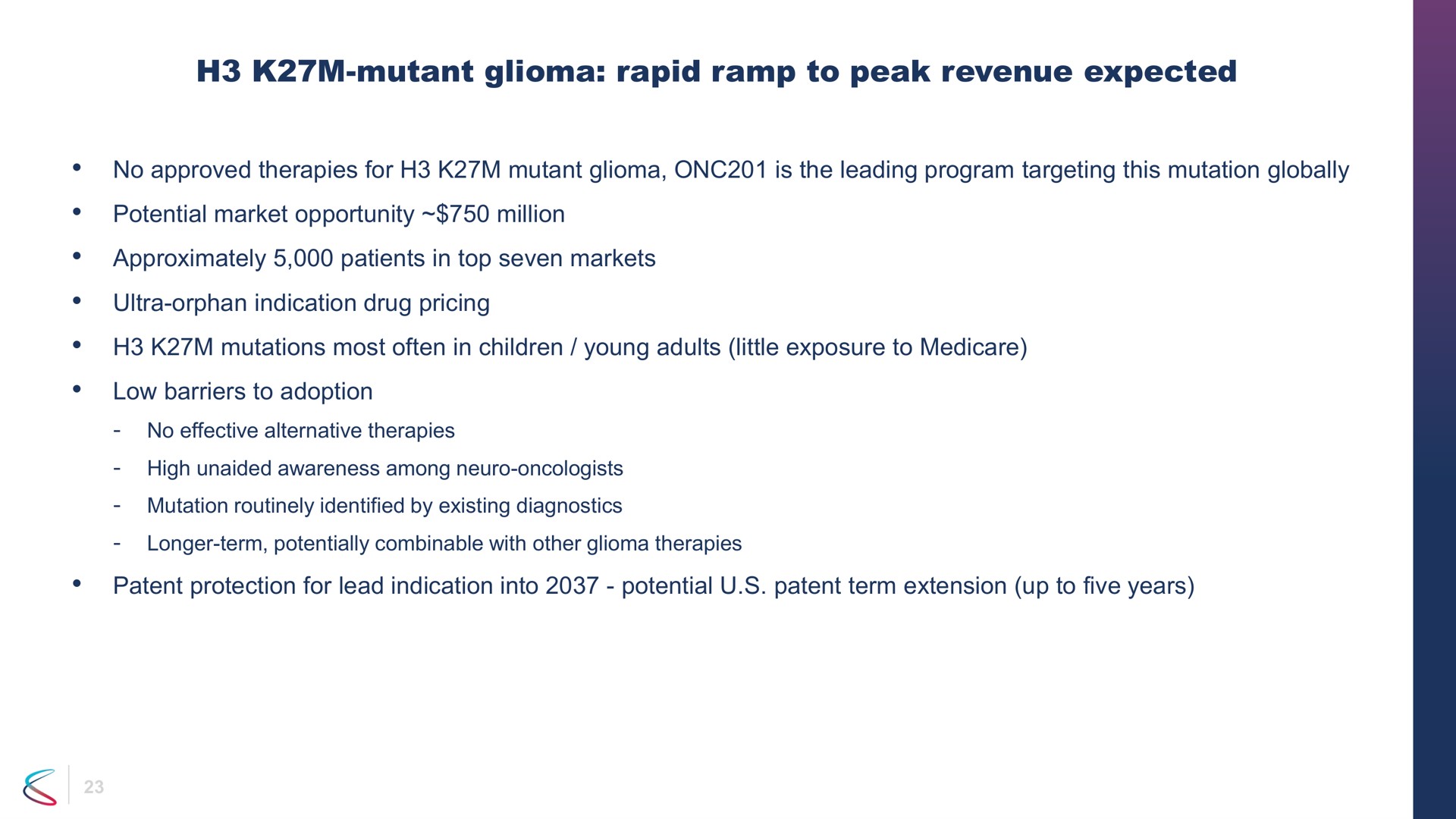 mutant glioma rapid ramp to peak revenue expected | Chimerix