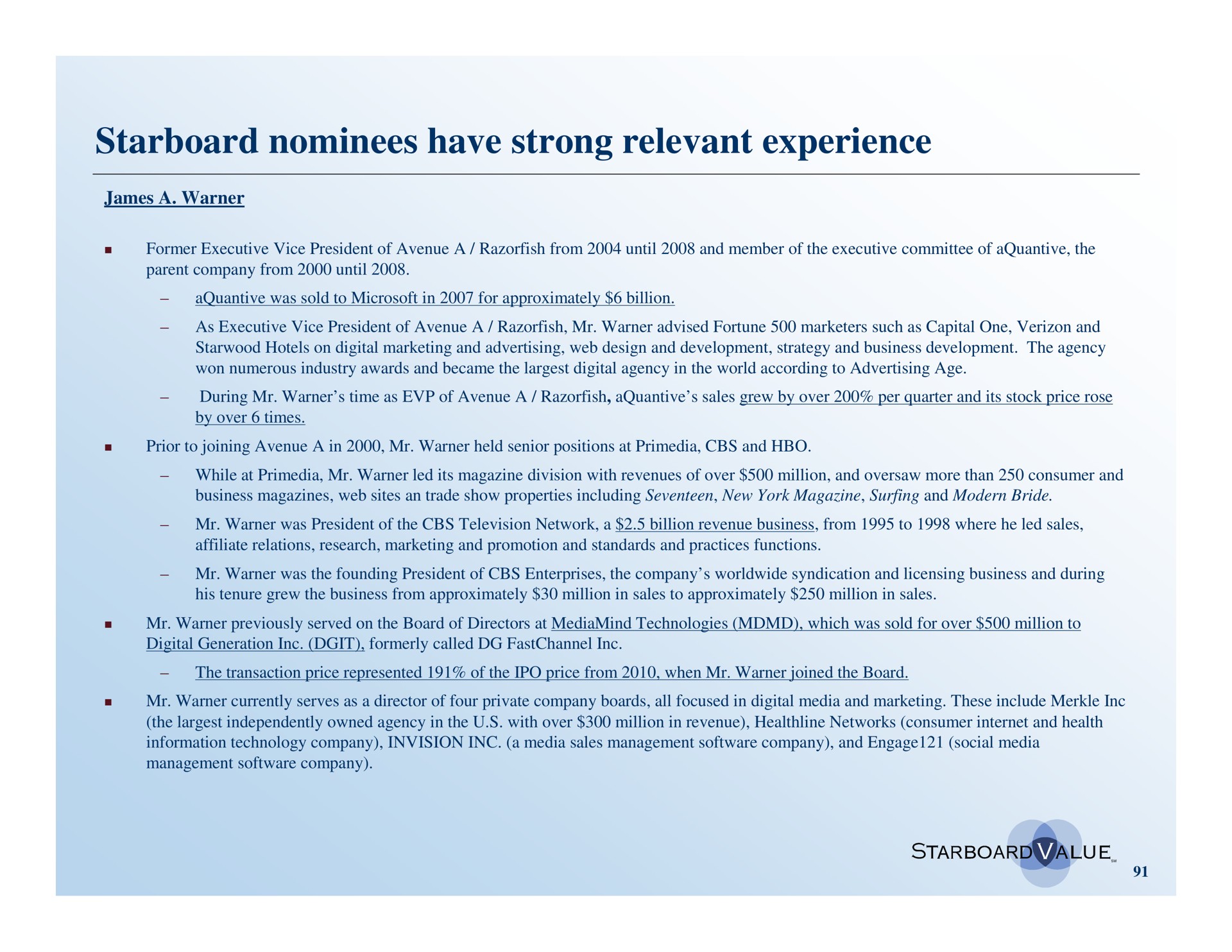starboard nominees have strong relevant experience | Starboard Value