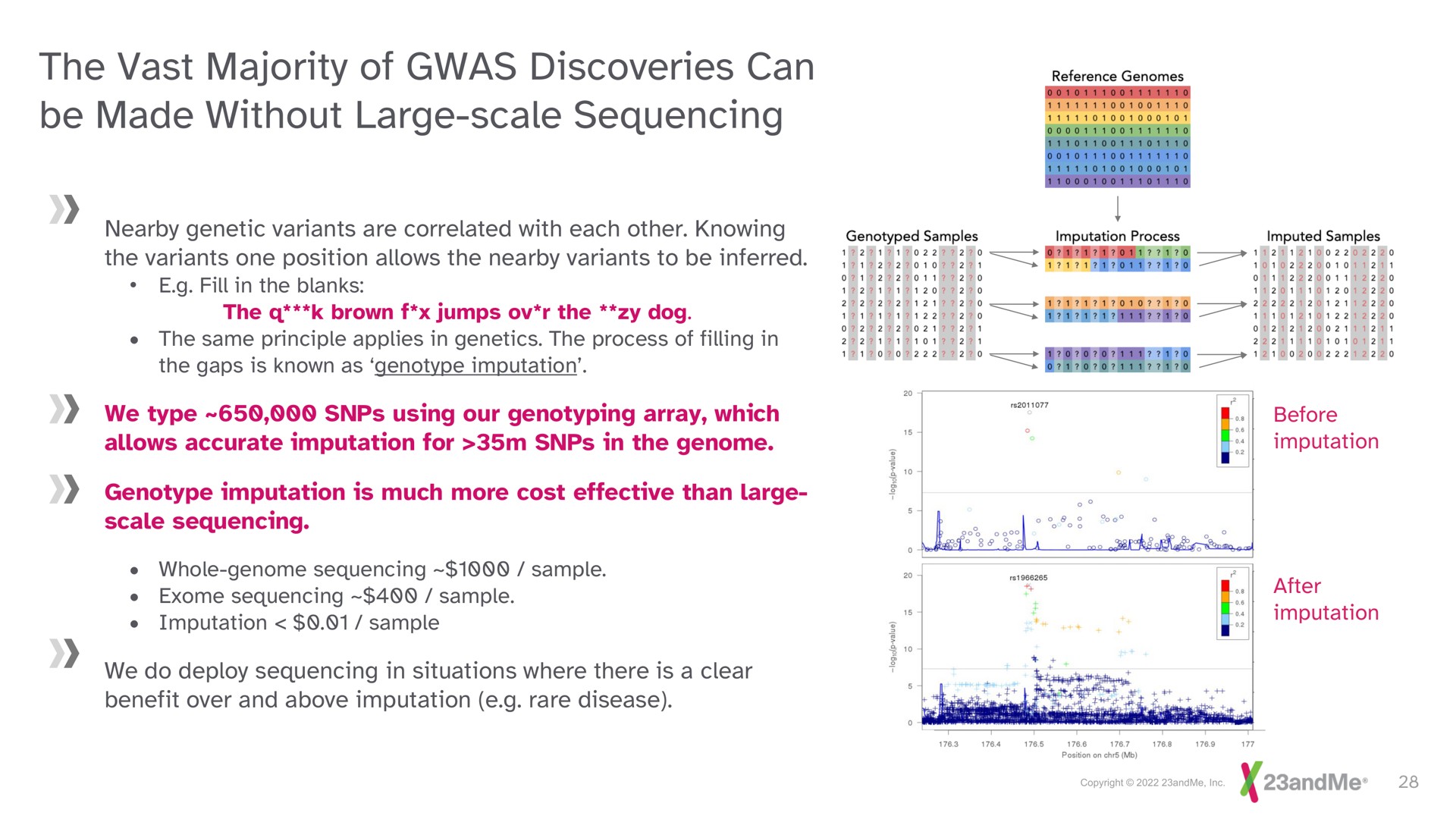 be made without large scale sequencing | 23andMe