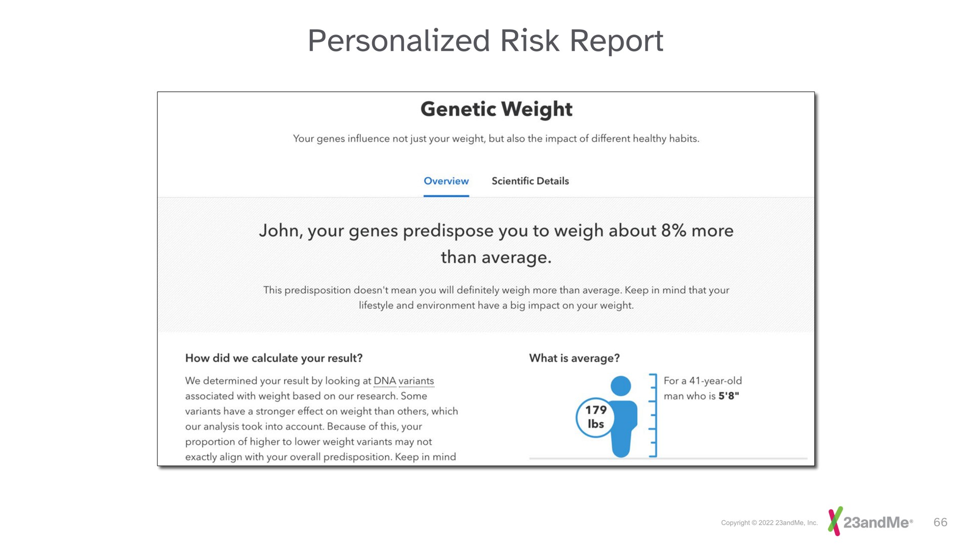 personalized risk report | 23andMe
