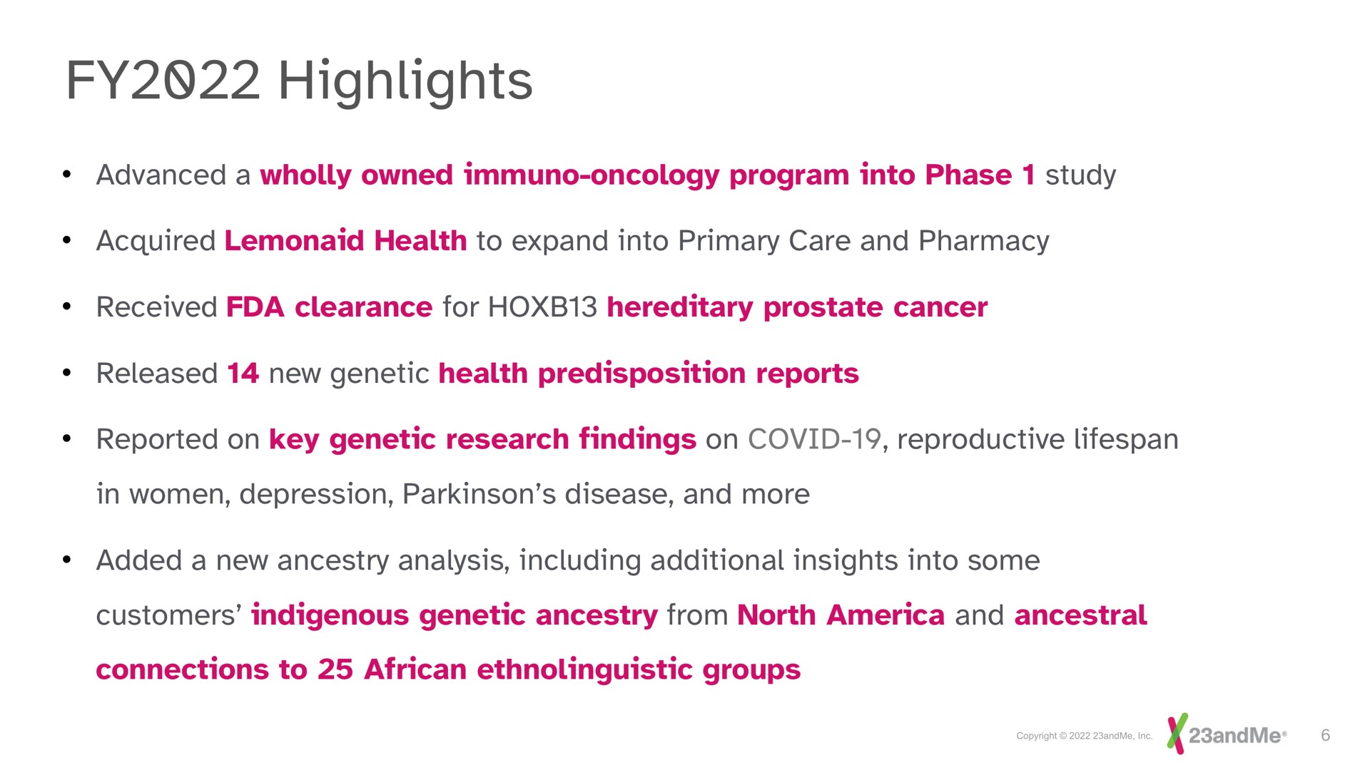 highlights | 23andMe
