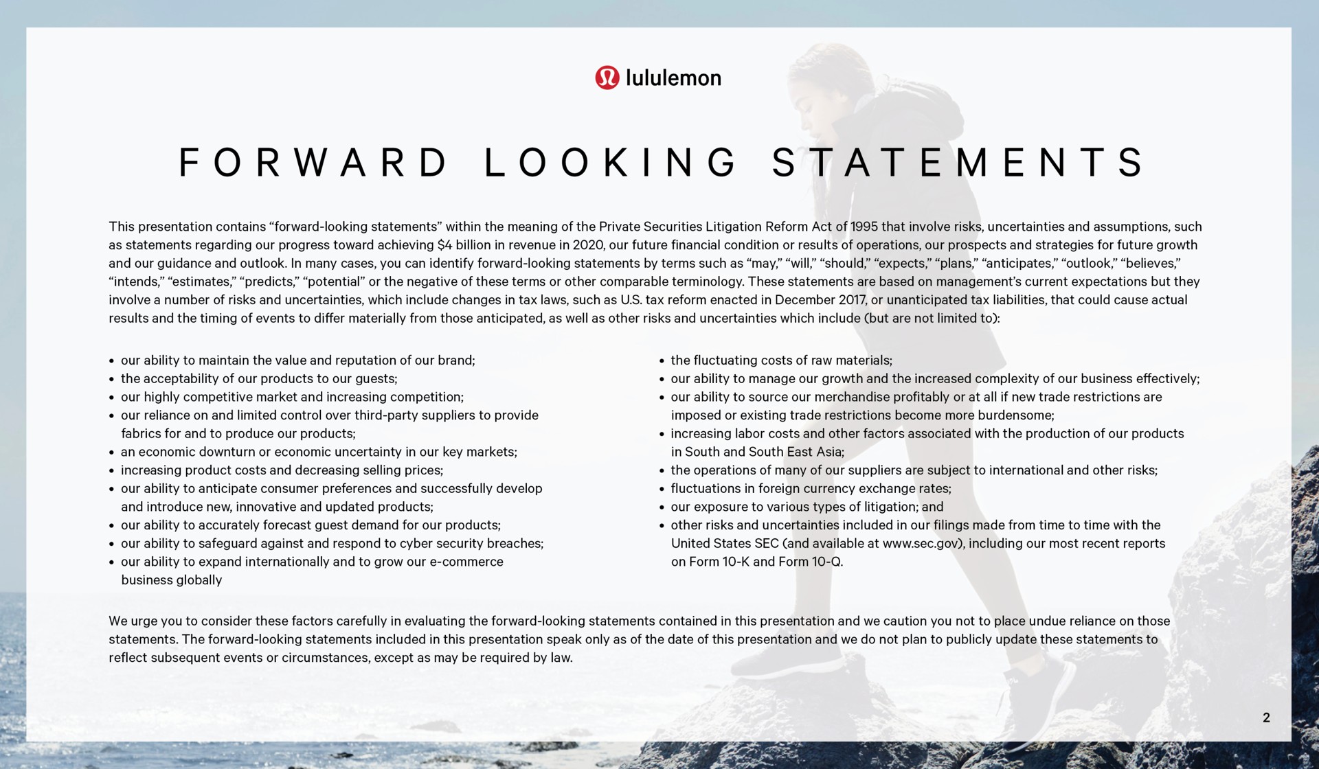 forward looking statements | Lululemon