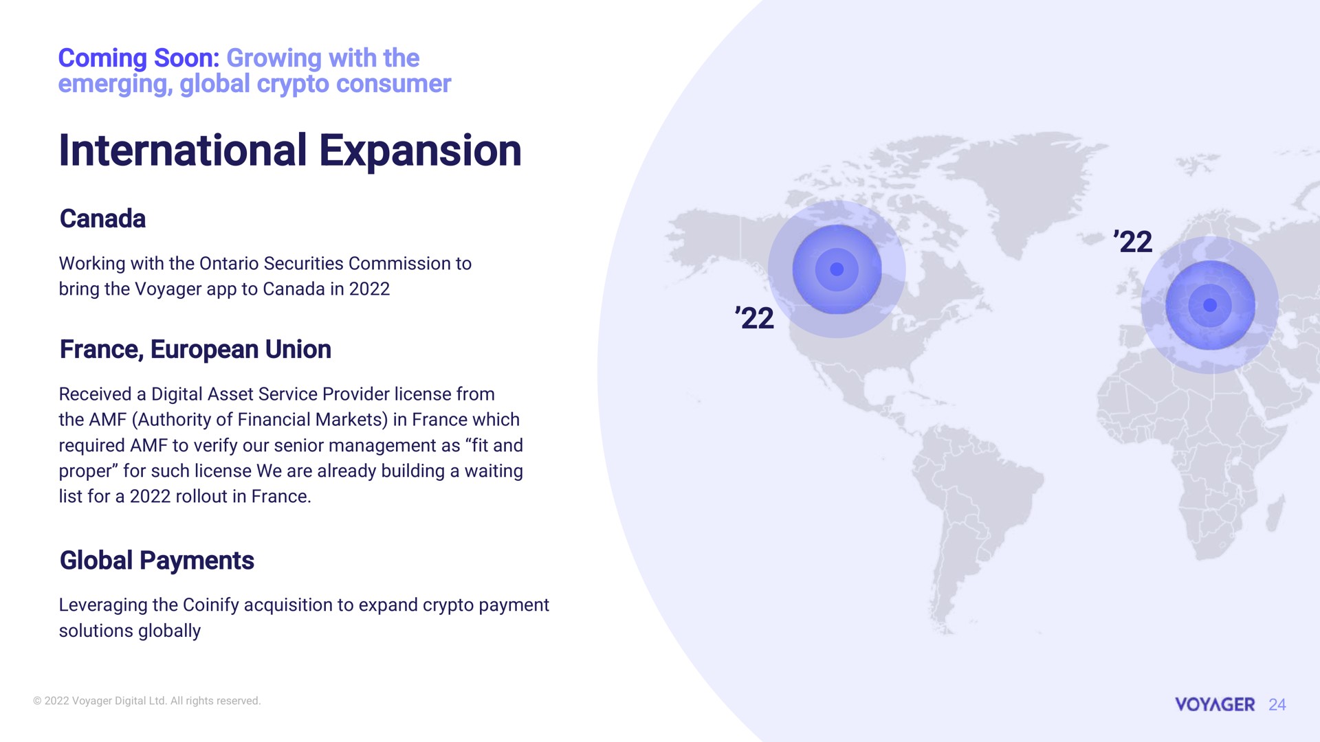 coming soon growing with the emerging global consumer international expansion canada union global payments | Voyager Digital