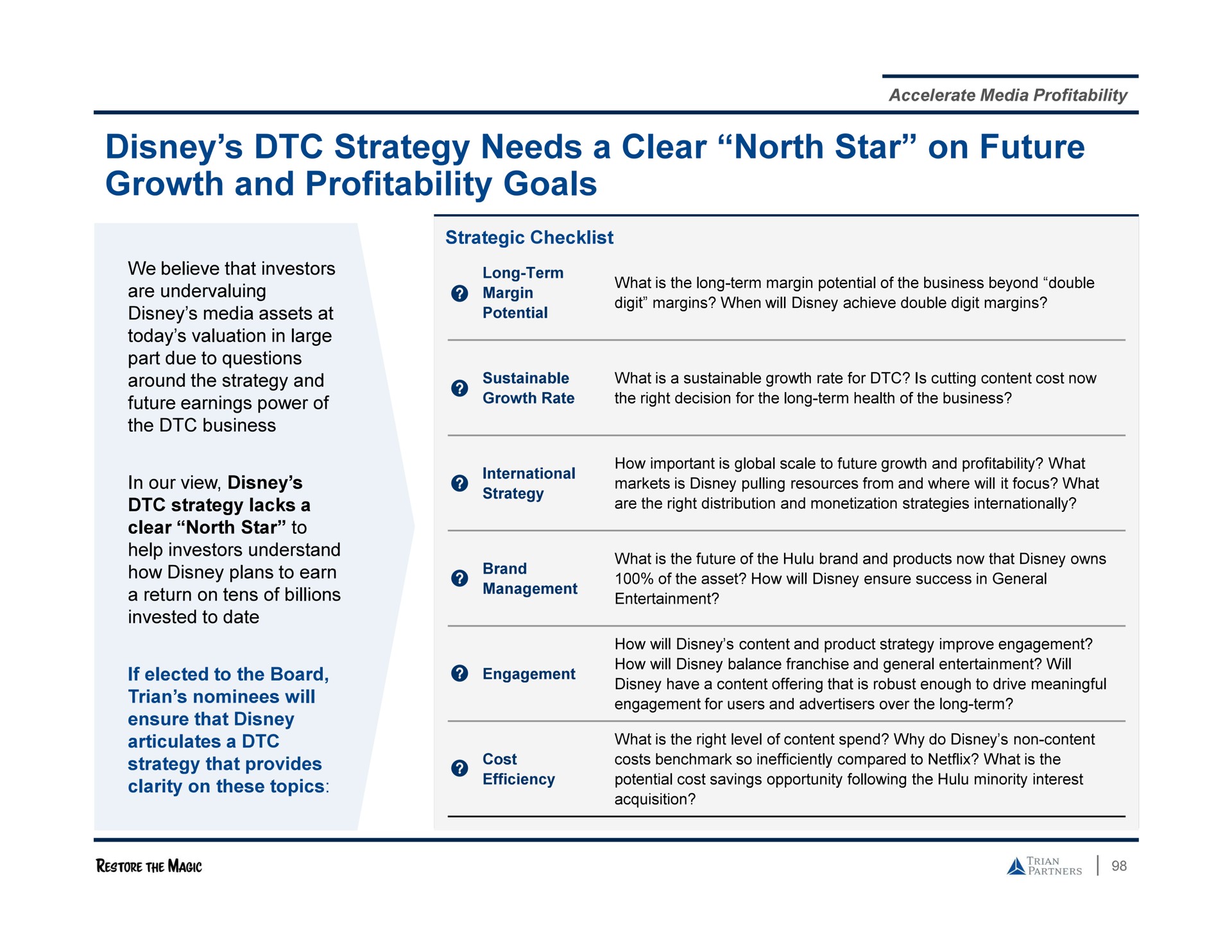 strategy needs a clear north star on future growth and profitability goals | Trian Partners