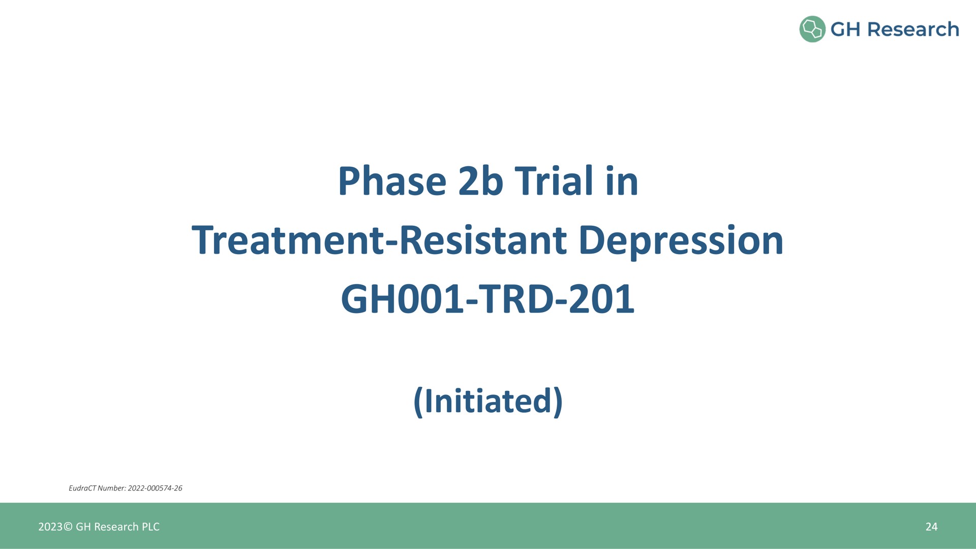 phase trial in treatment resistant depression initiated | GH Research