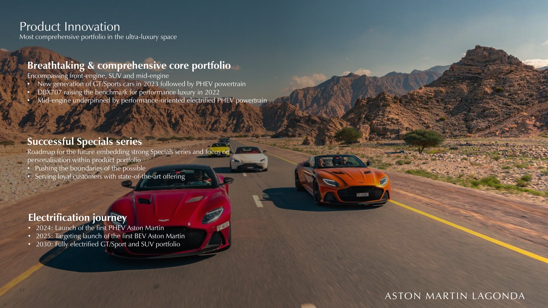 product innovation comprehensive core portfolio successful specials series electrification journey steer a | Aston Martin Lagonda