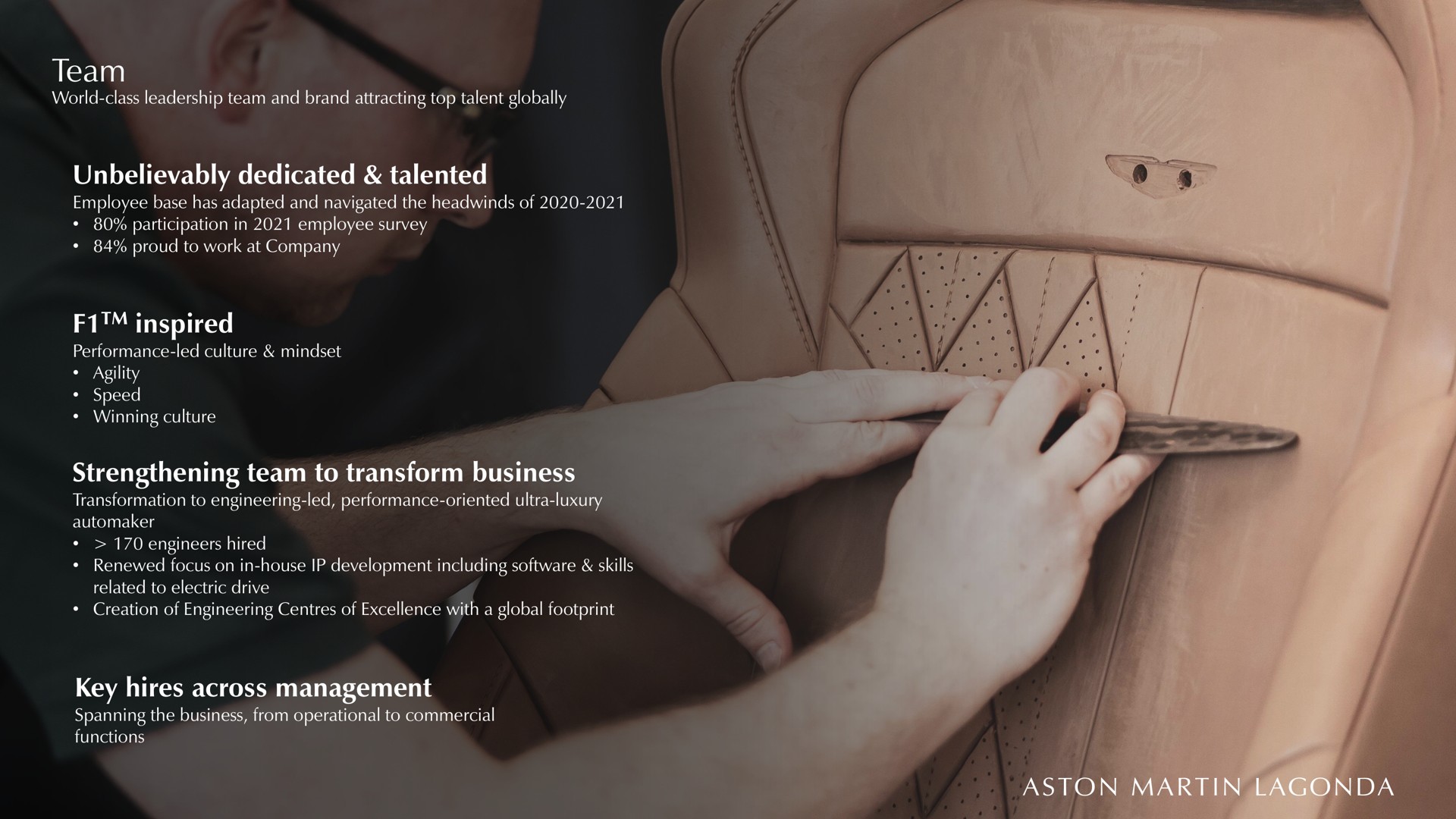 team unbelievably dedicated talented inspired strengthening team to transform business key hires across management | Aston Martin Lagonda