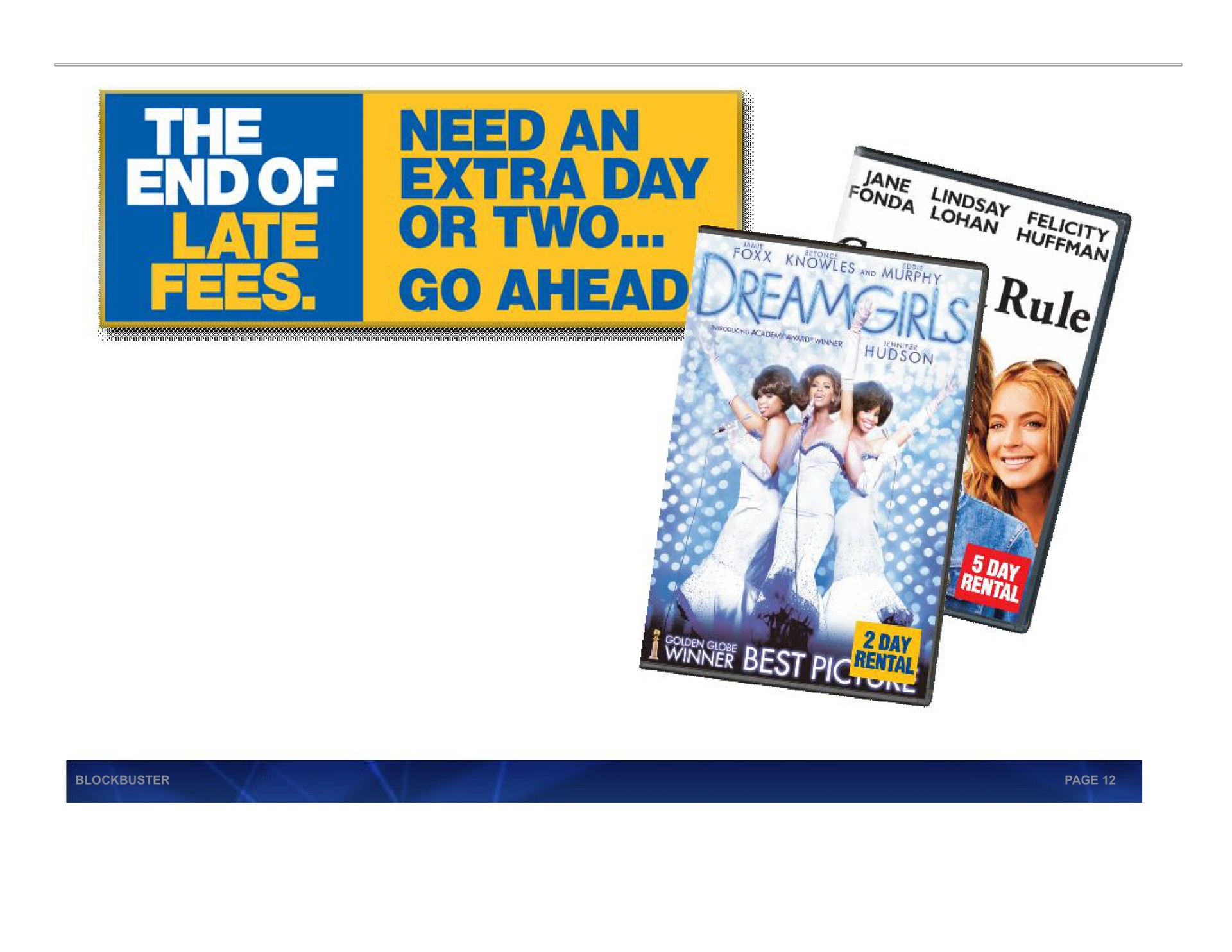 an extra day or two go ahead fame ars rule | Blockbuster Video