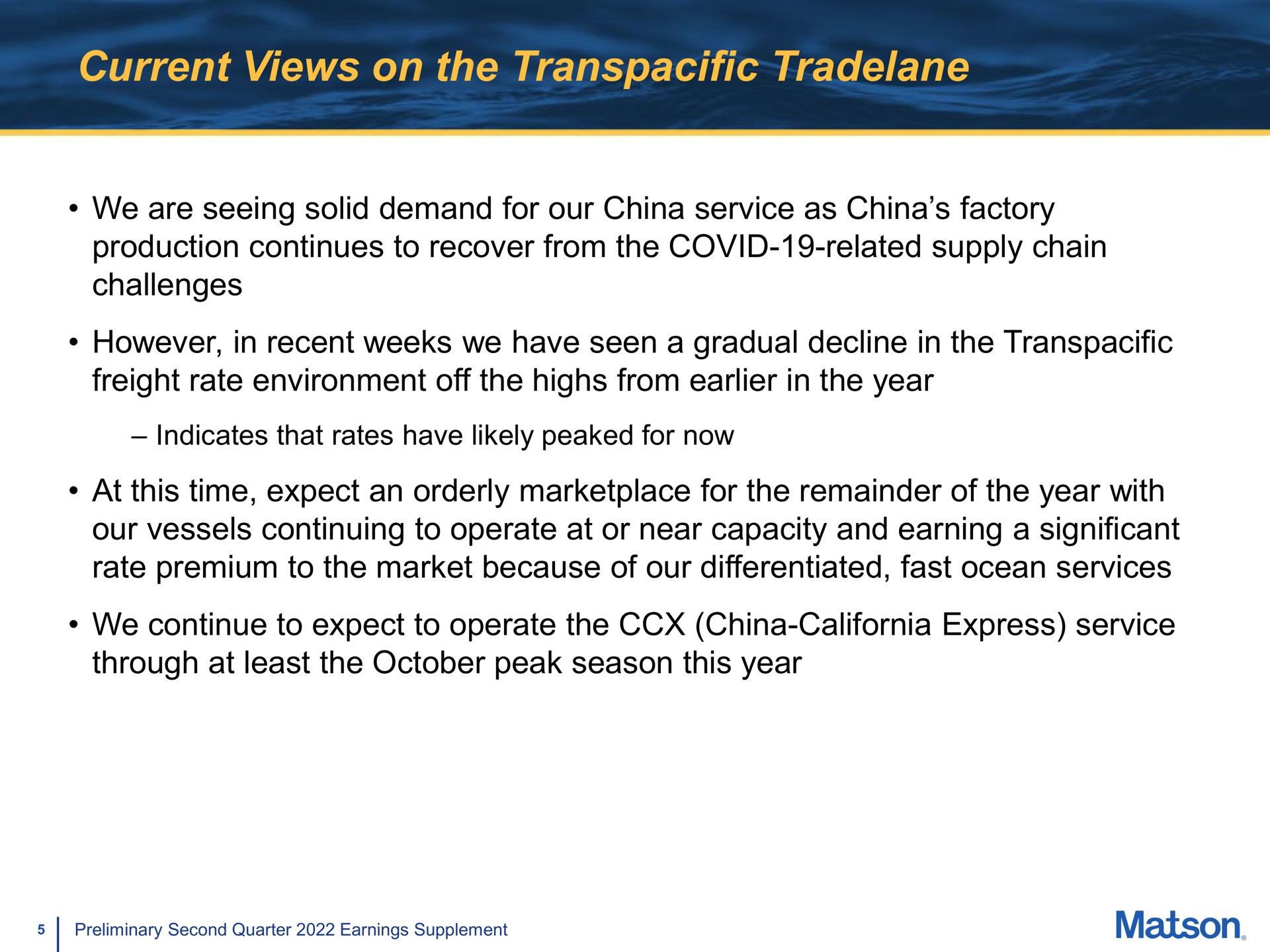 current views on the transpacific | Matson