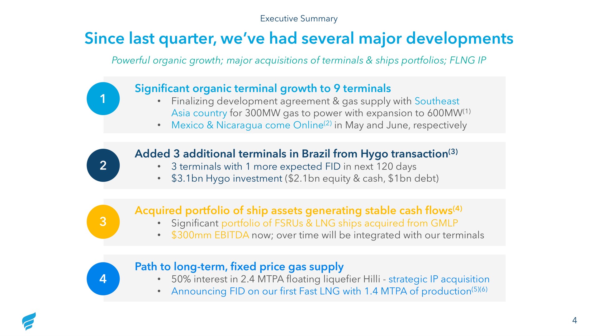 since last quarter we had several major developments | NewFortress Energy