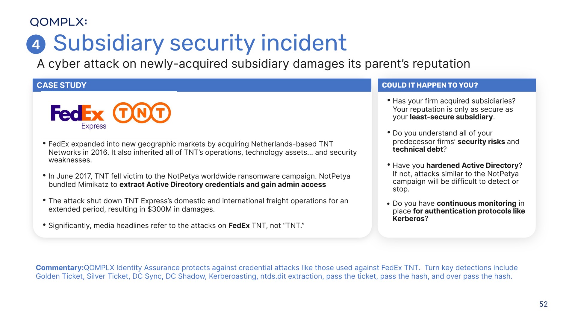 subsidiary security incident | Qomplx