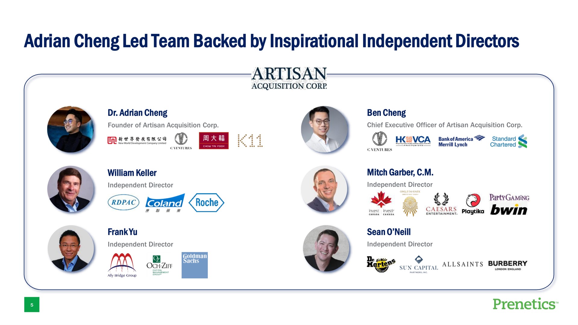 cheng led team backed by inspirational independent directors | Prenetics