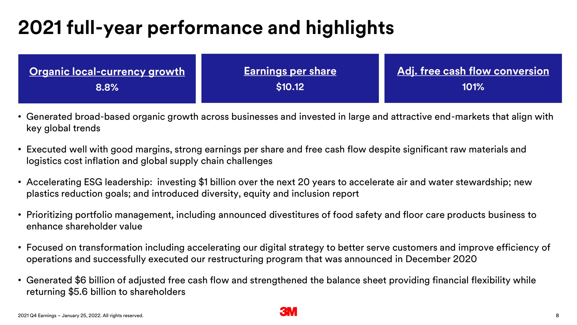 full year performance and highlights | 3M