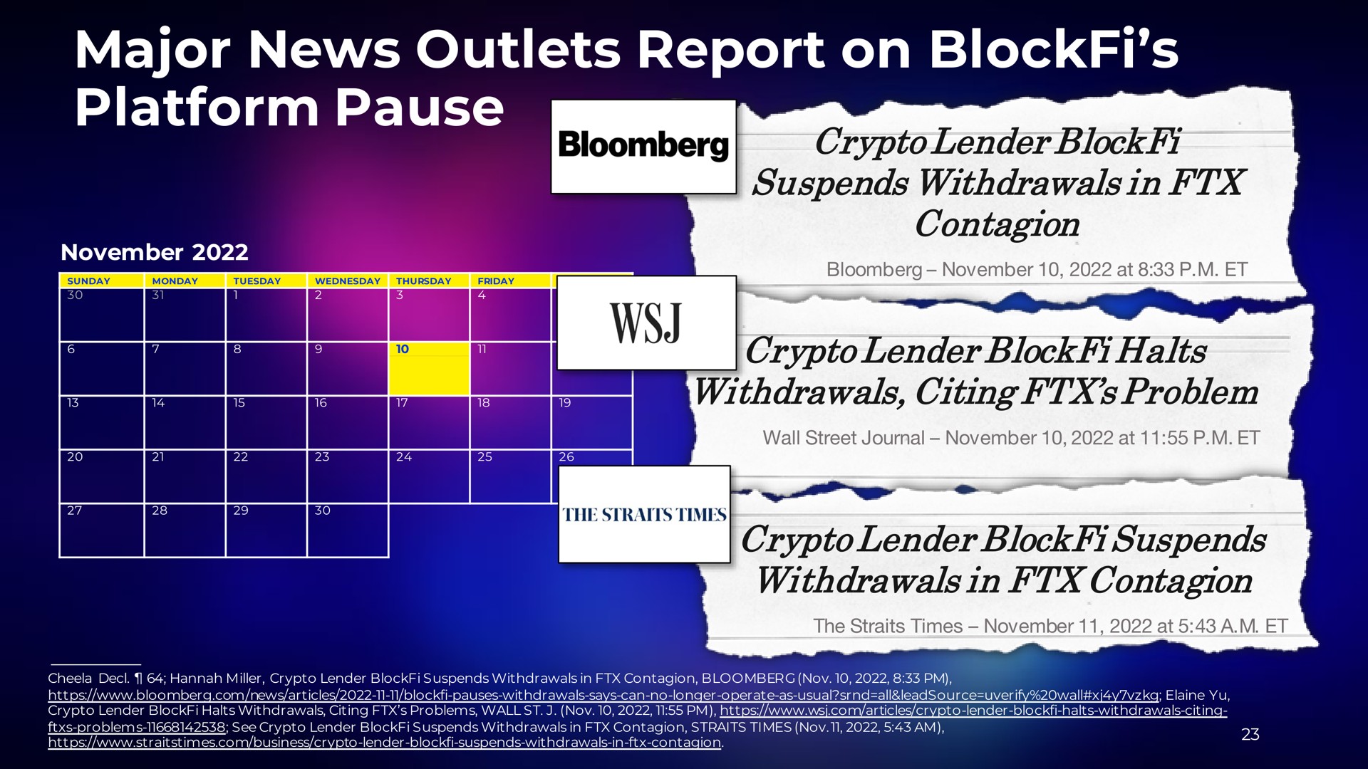 major news outlets report on platform pause withdrawals citing problem | BlockFi