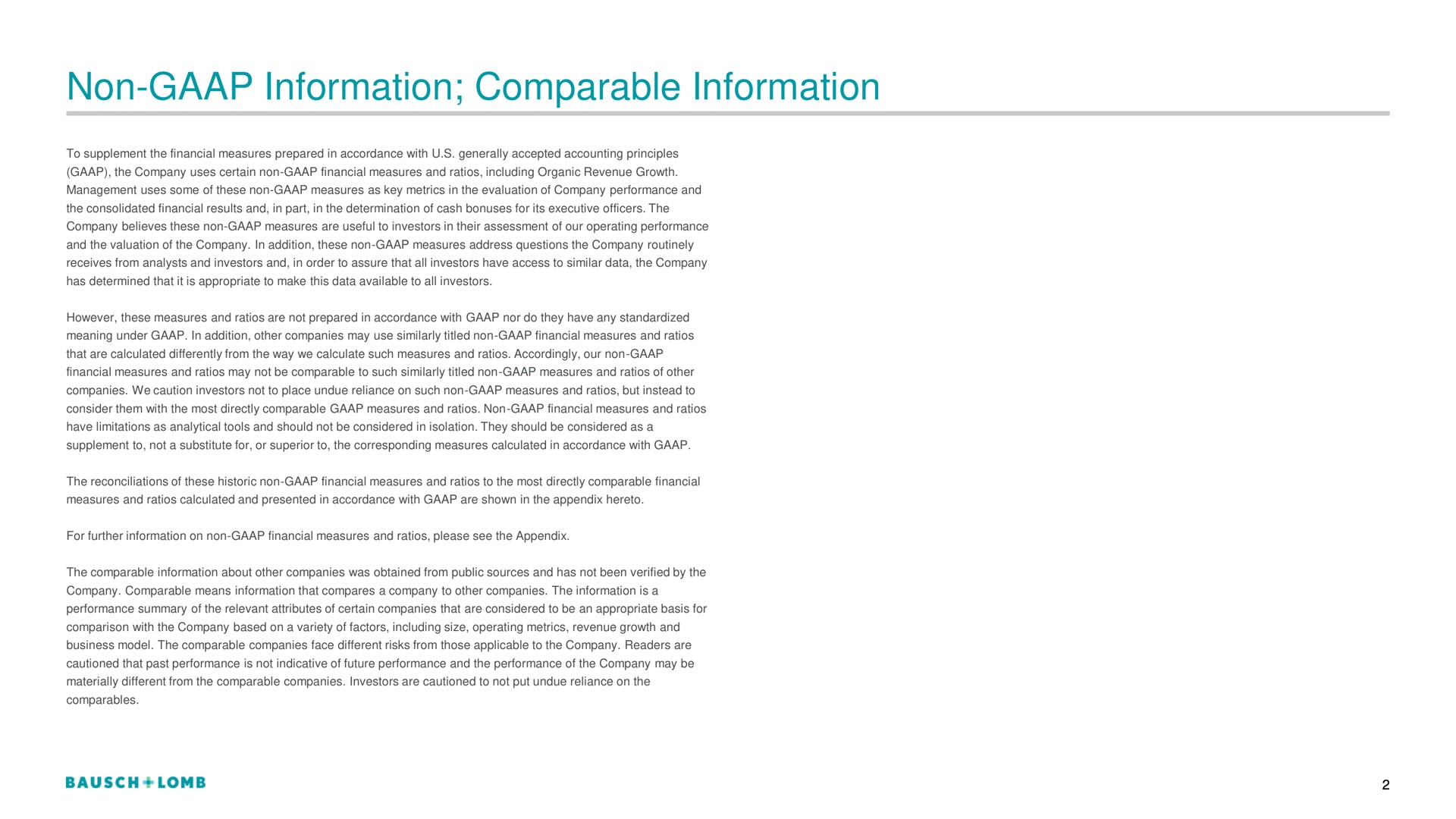 non information comparable information | Bausch+Lomb