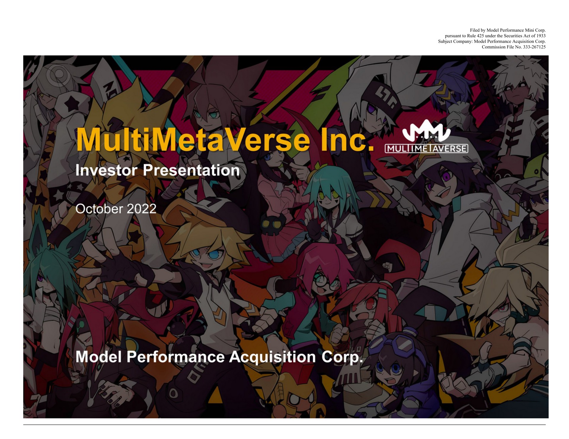 investor presentation model performance acquisition corp | MultiMetaVerse