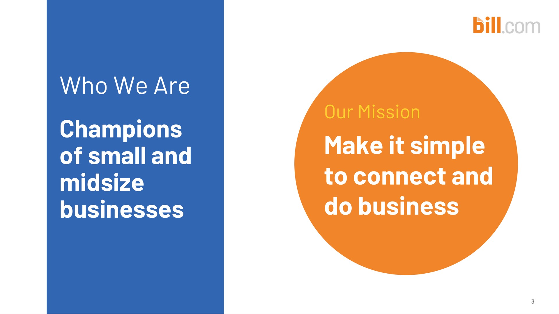 who we are champions of small and businesses make it simple to connect and do business bill | Bill.com