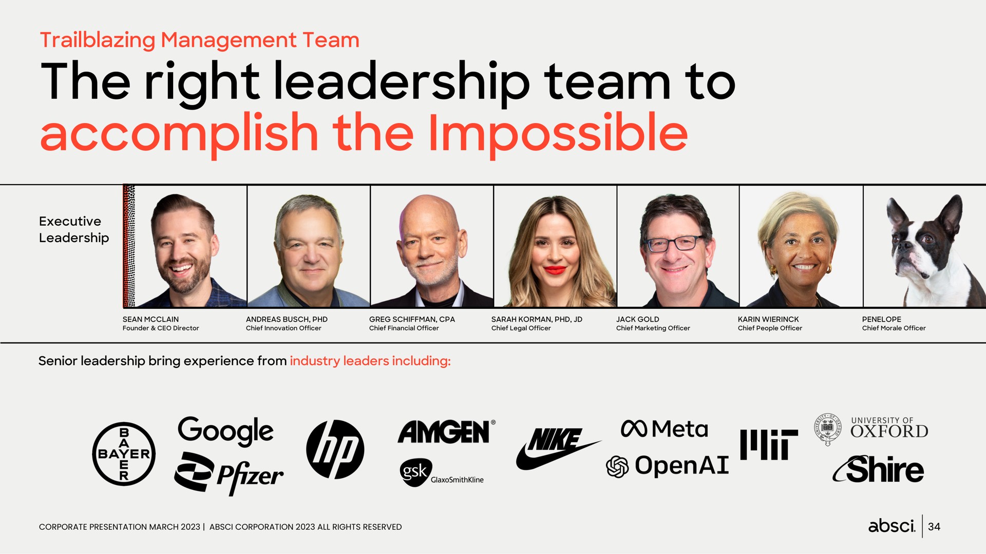 the right leadership team to accomplish the impossible yee | Absci