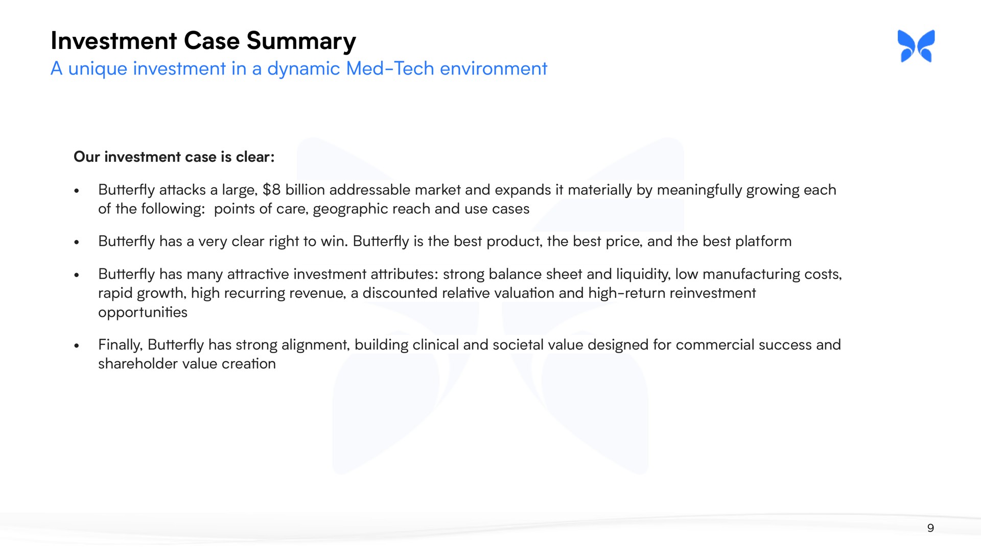 investment case summary | Butterfly