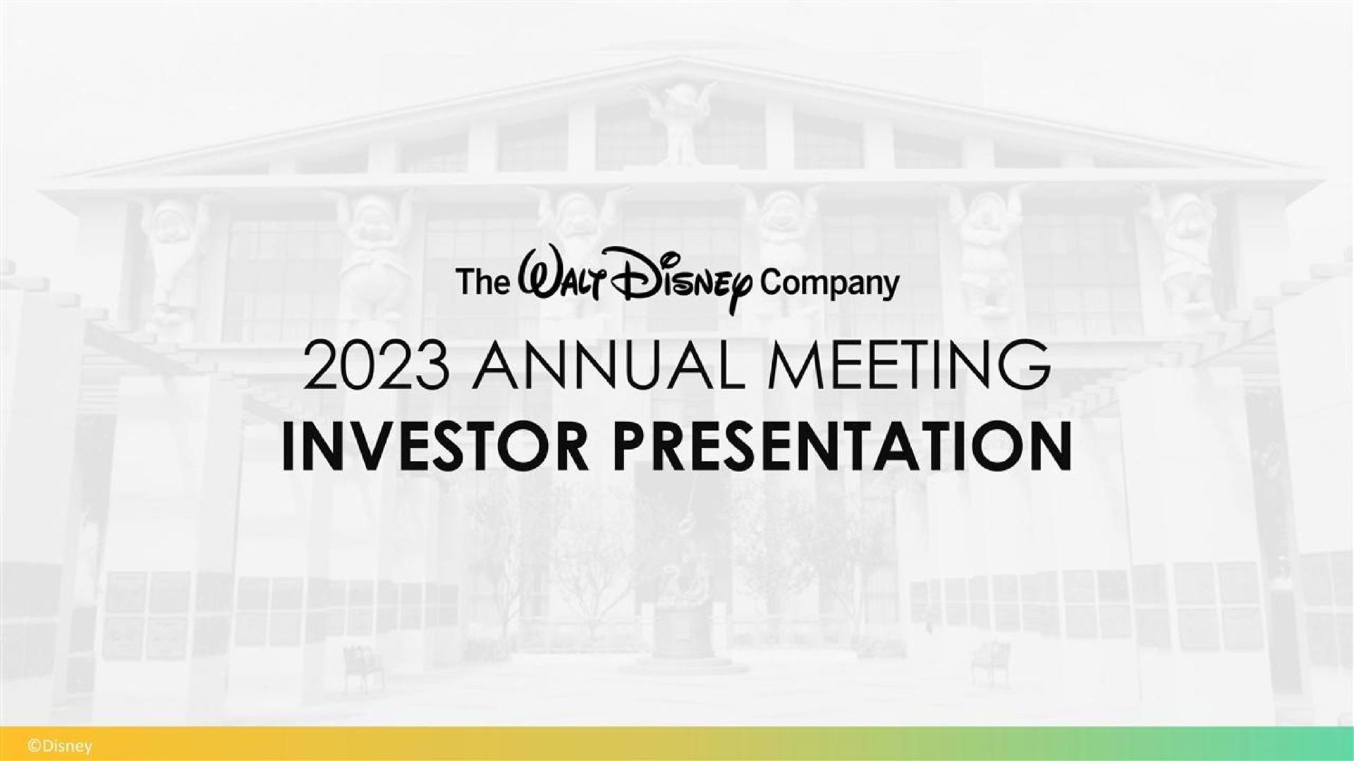 the oar company annual meeting investor presentation | Disney