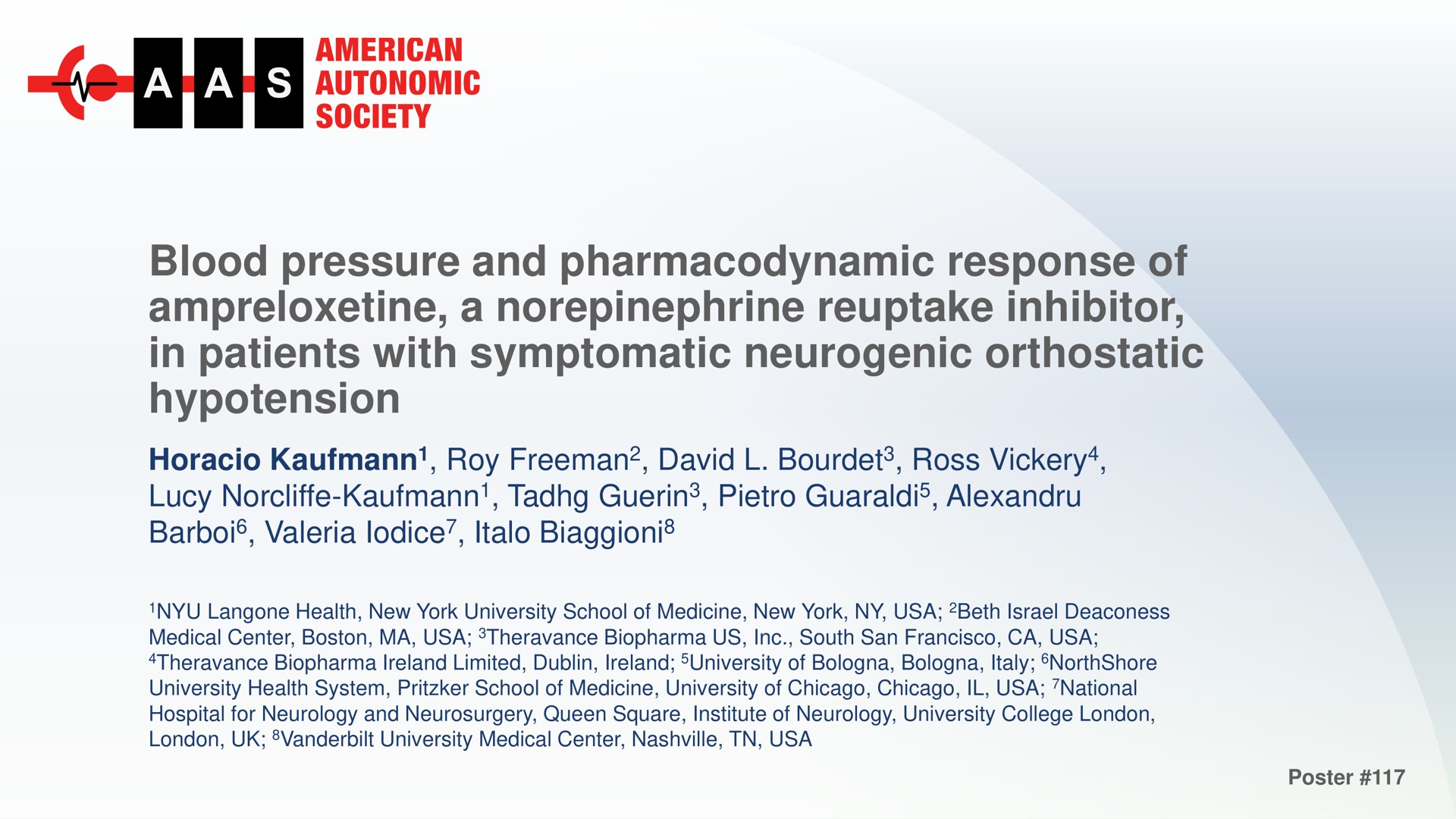 blood pressure and pharmacodynamic response of a inhibitor in patients with symptomatic neurogenic orthostatic hypotension | Theravance Biopharma