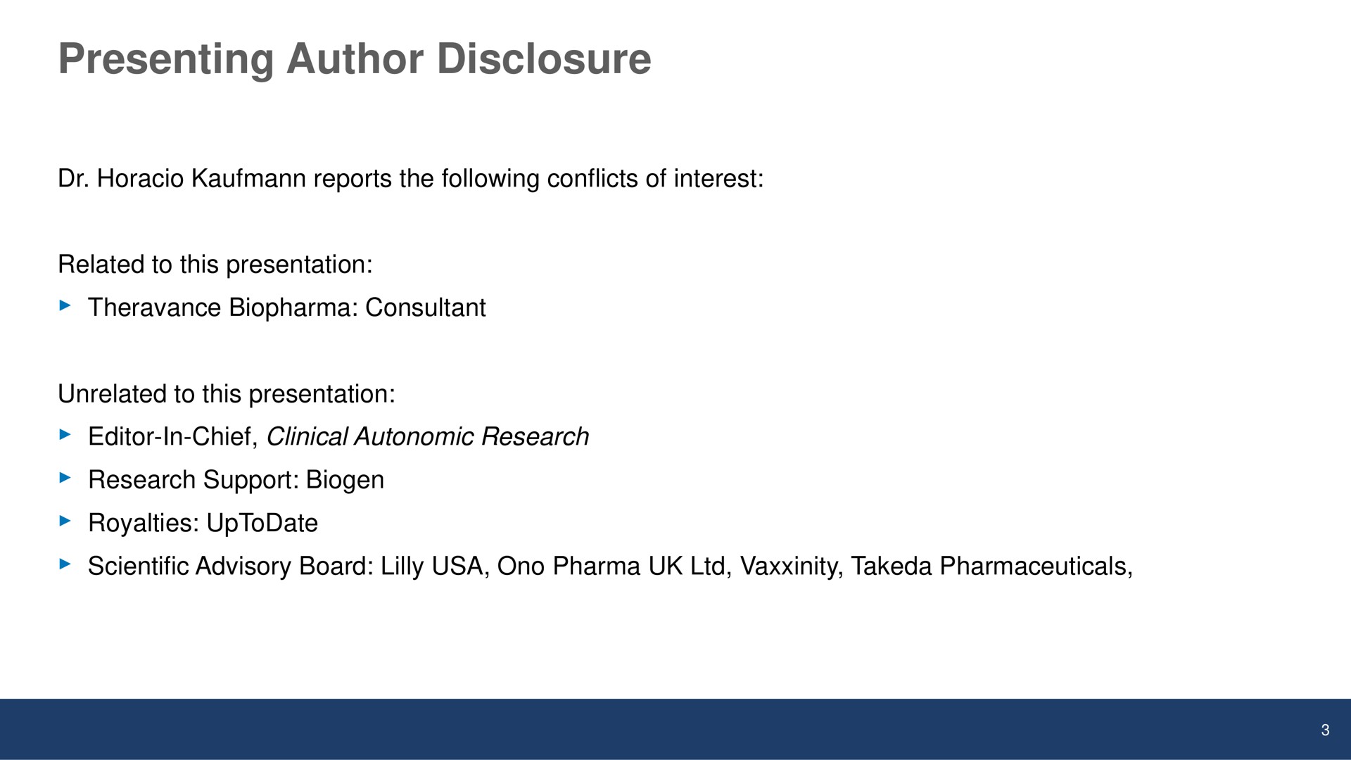 presenting author disclosure | Theravance Biopharma