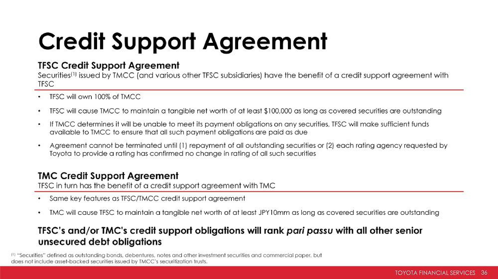 credit support agreement | Toyota