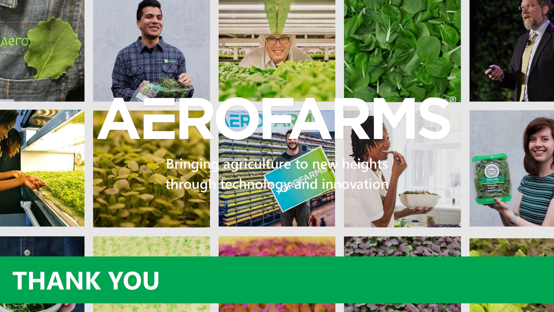 bringing agriculture to new heights through technology and innovation thank you | AeroFarms