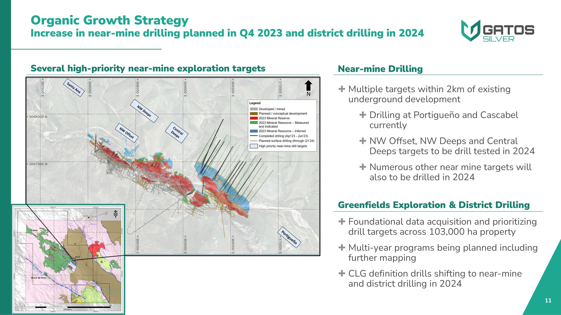 organic growth strategy increase in near mine drilling planned in and district drilling in | Gatos Silver