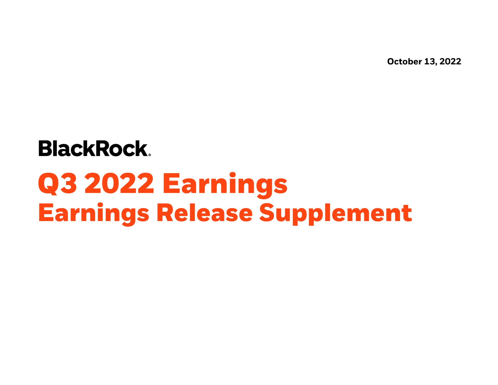 earnings earnings release supplement | BlackRock