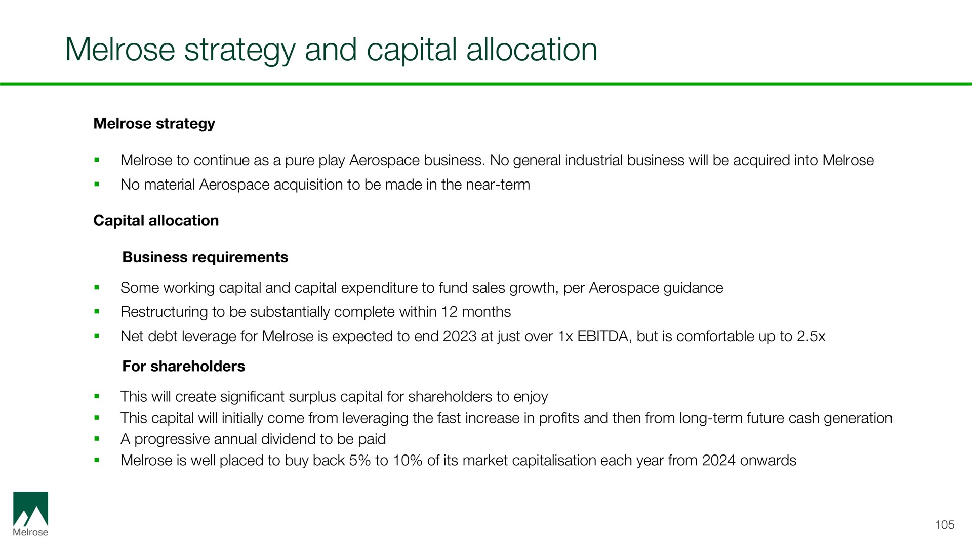 strategy and capital allocation | Melrose
