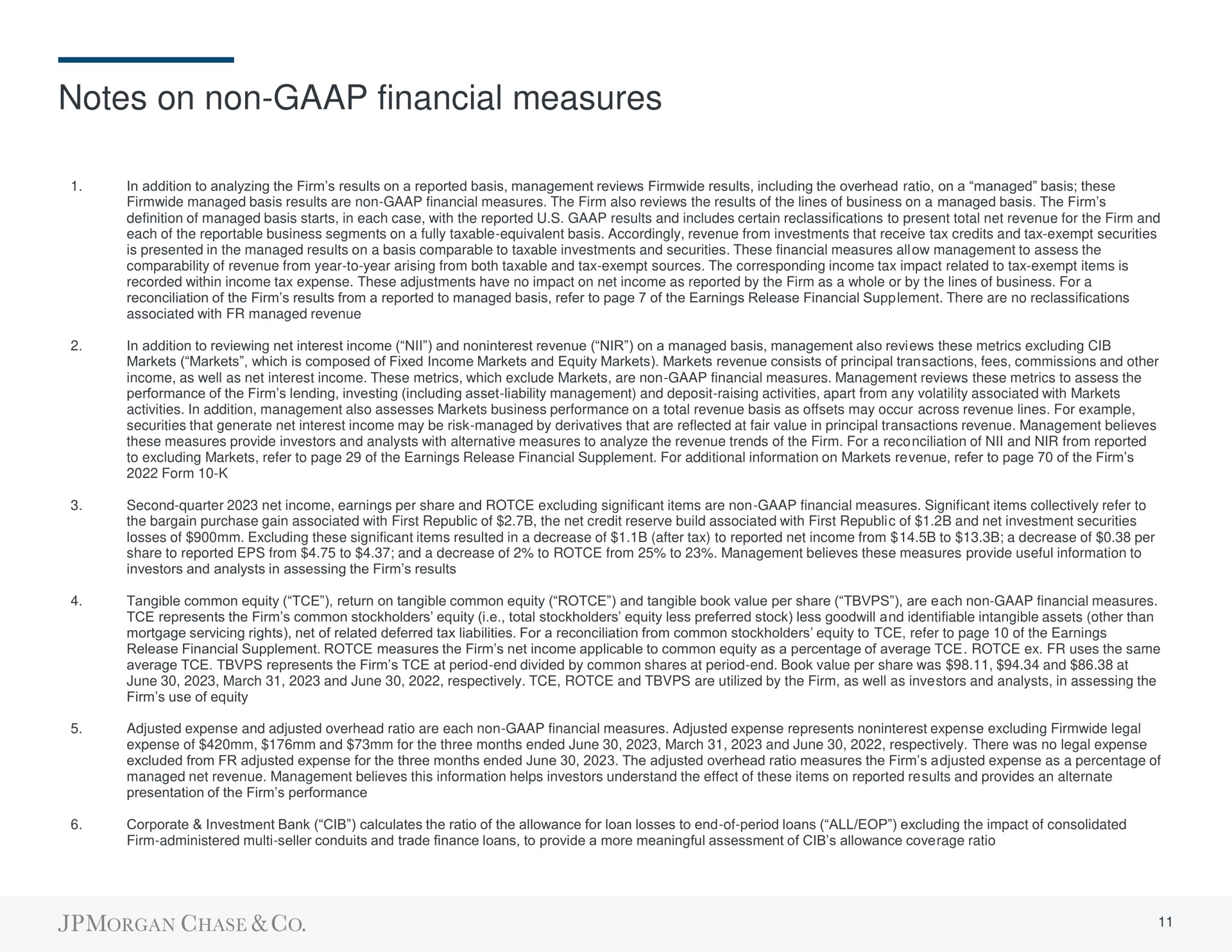 notes on non financial measures | J.P.Morgan