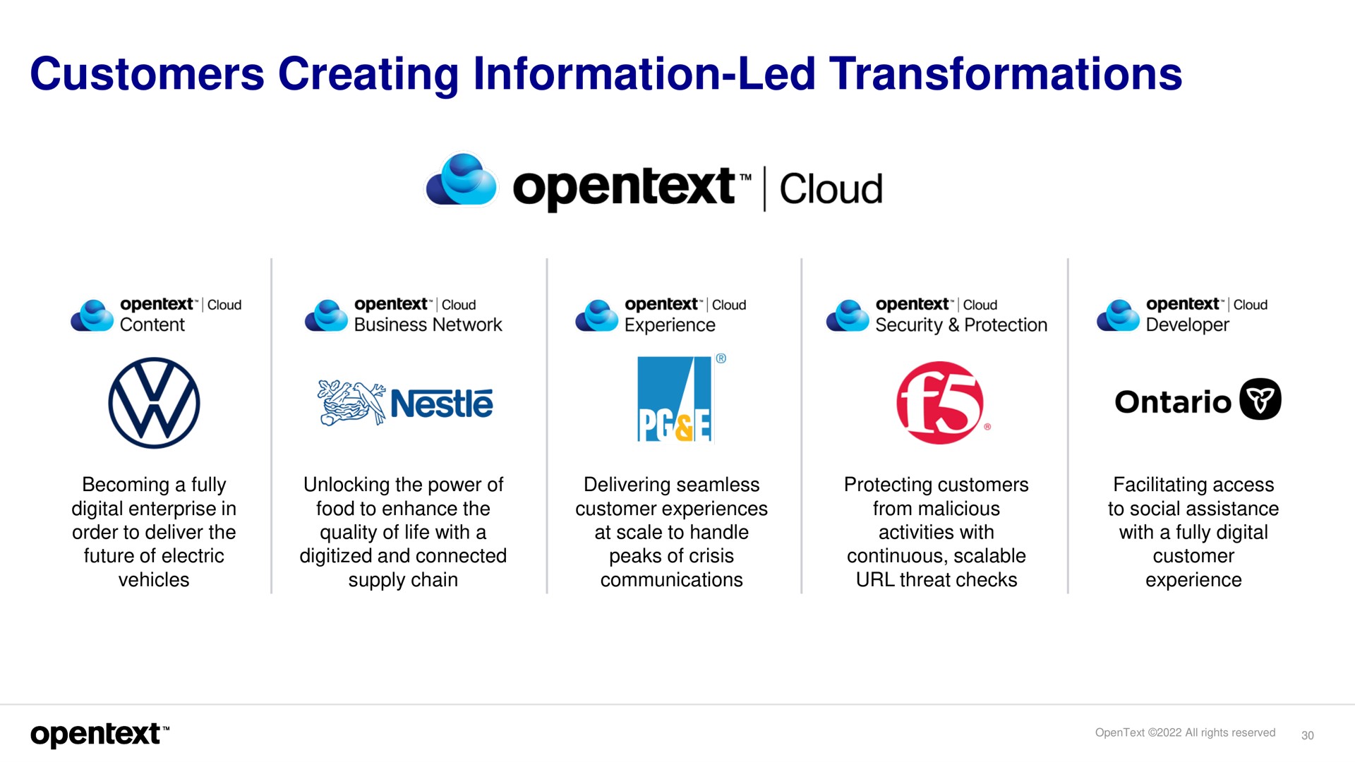 customers creating information led transformations cloud nestle | OpenText