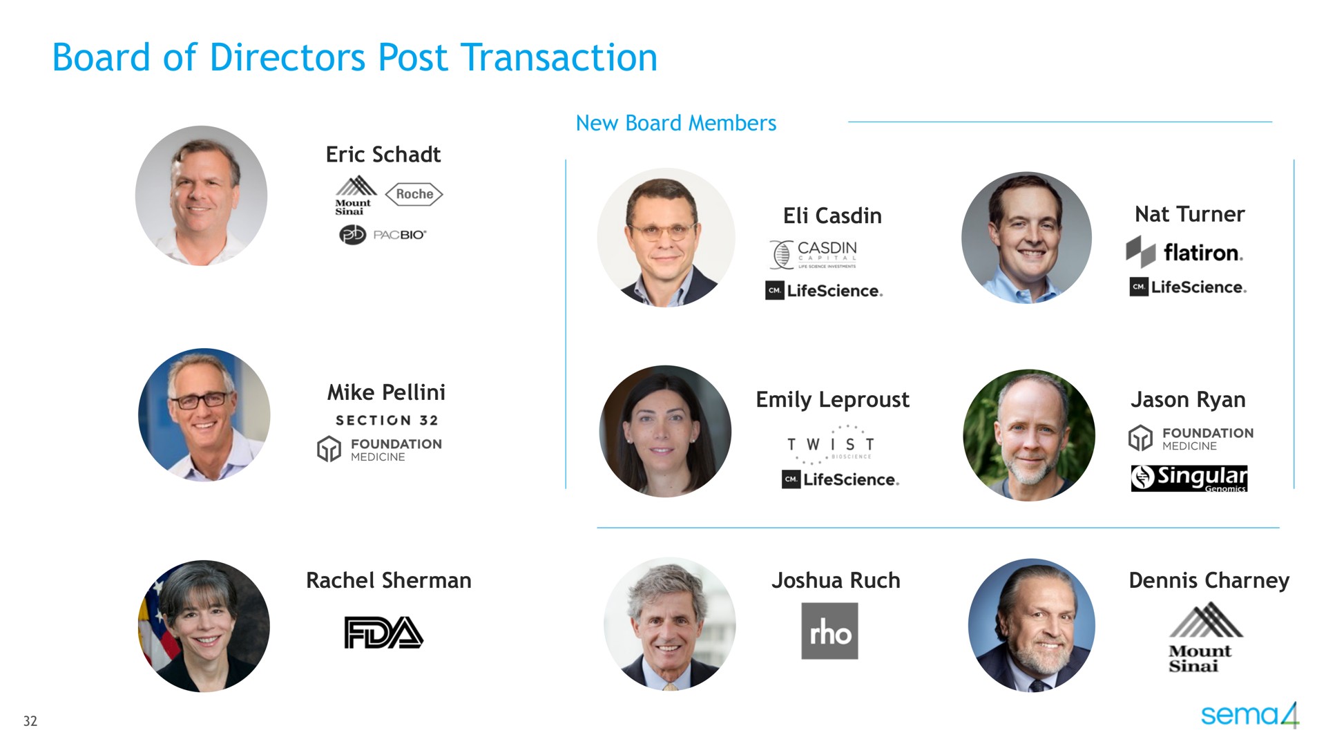 board of directors post transaction | Sema4