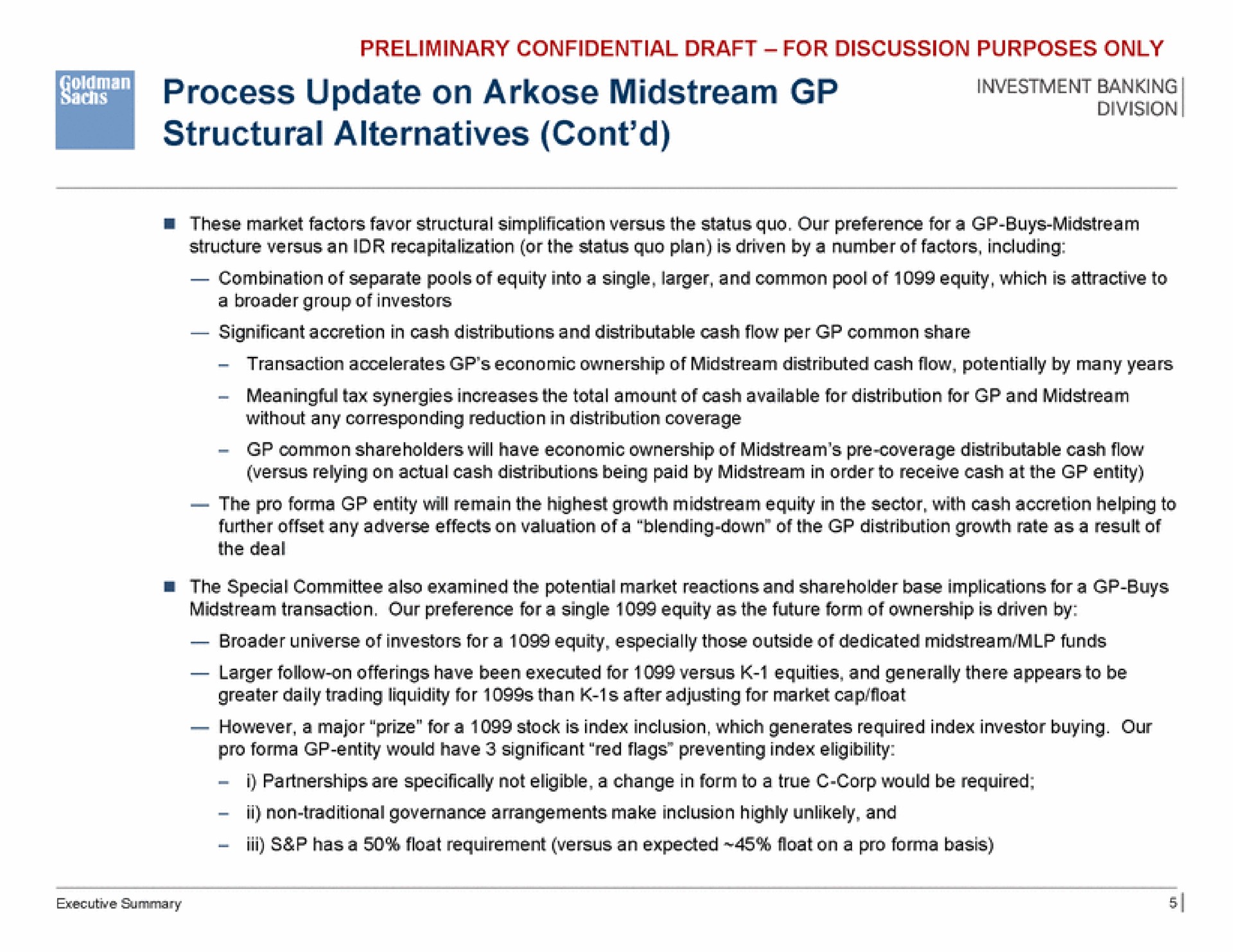 process update on arkose midstream structural alternatives | Goldman Sachs