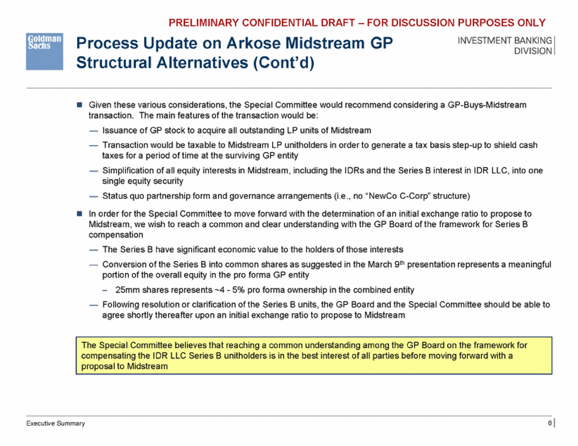 process update on arkose midstream eat structural alternatives | Goldman Sachs