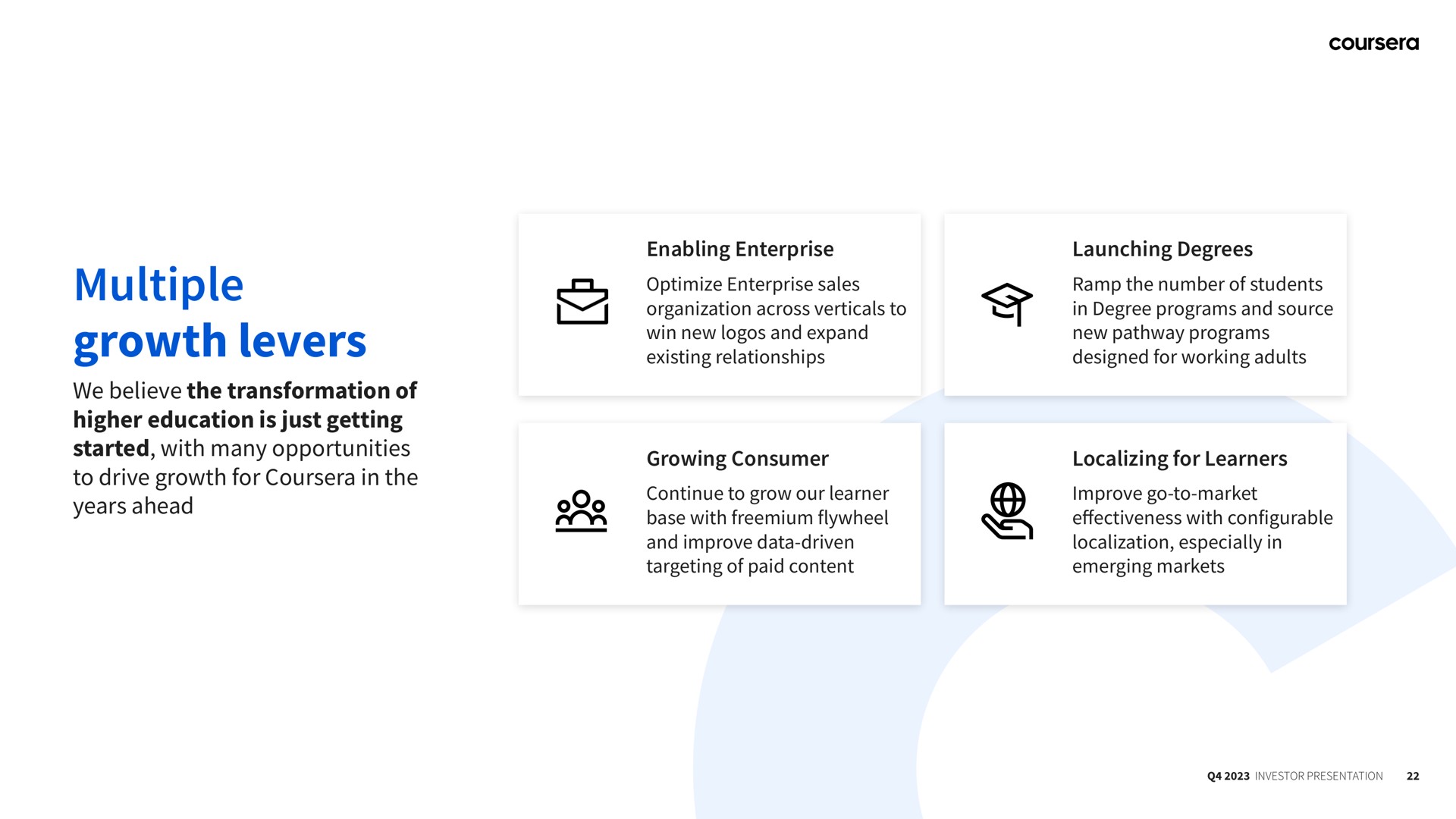 multiple growth levers | Coursera