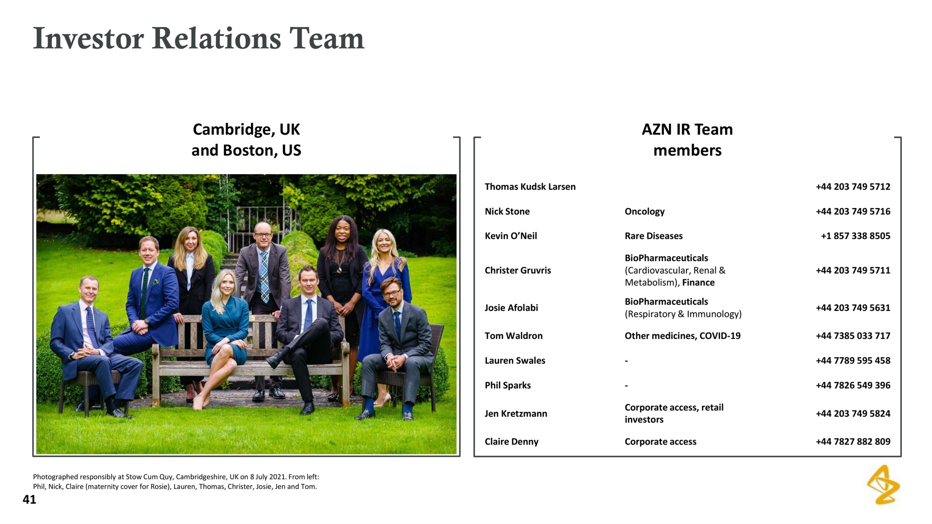 investor relations team | AstraZeneca