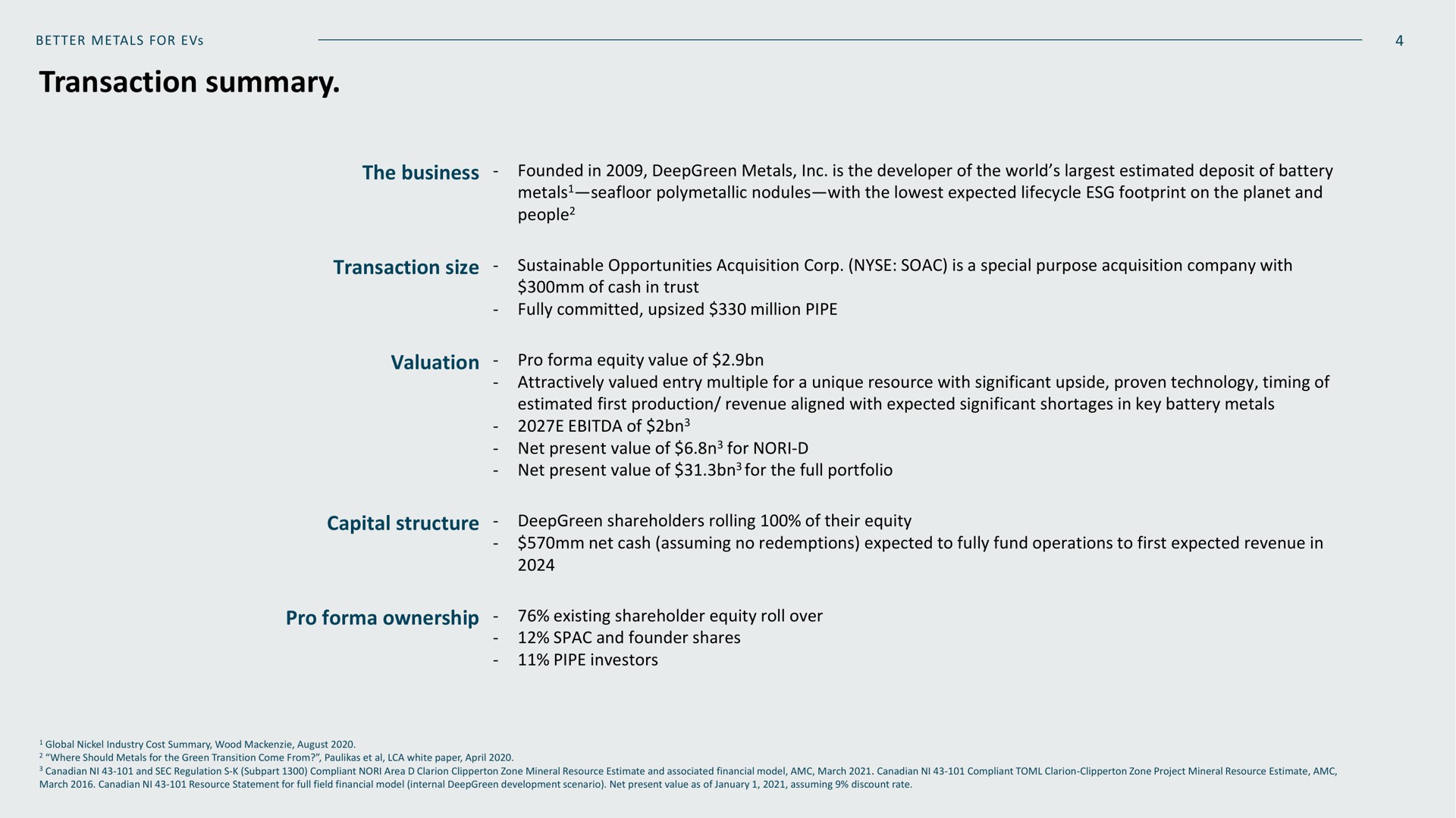 transaction summary | Metals Company